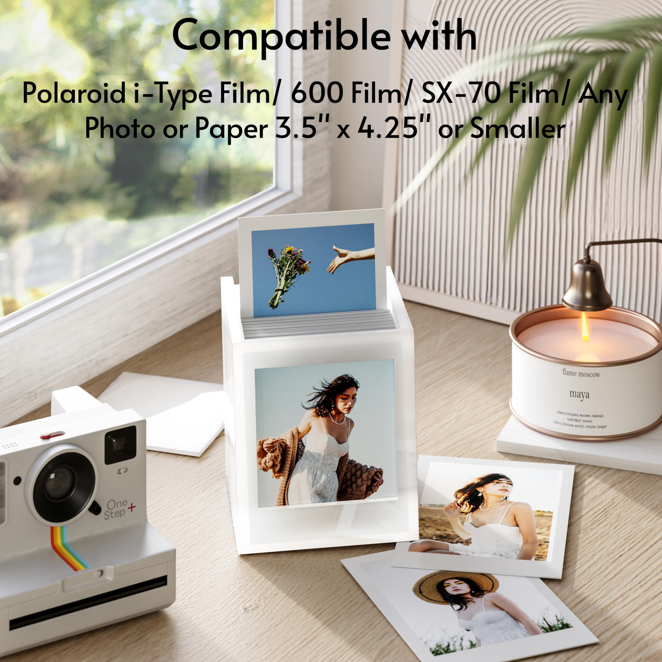 Winkine Acrylic Polaroid Frame & Photo Storage Box For Polaroid Film 4.2X3.5, Polaroid Picture Frame With Sliding Lid, Instax Fr