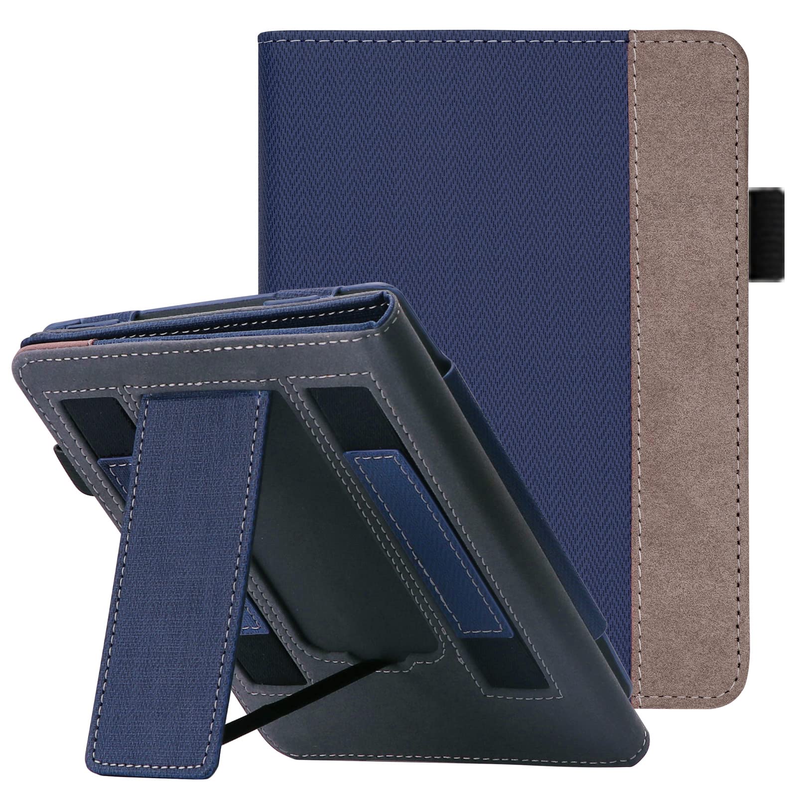 WALNEW Stand Case for 6.8  Kindle Paperwhite (Model No. M2L3EK / M2L4EK), Two Hand Straps Premium PU Leather Book Cover with Aut