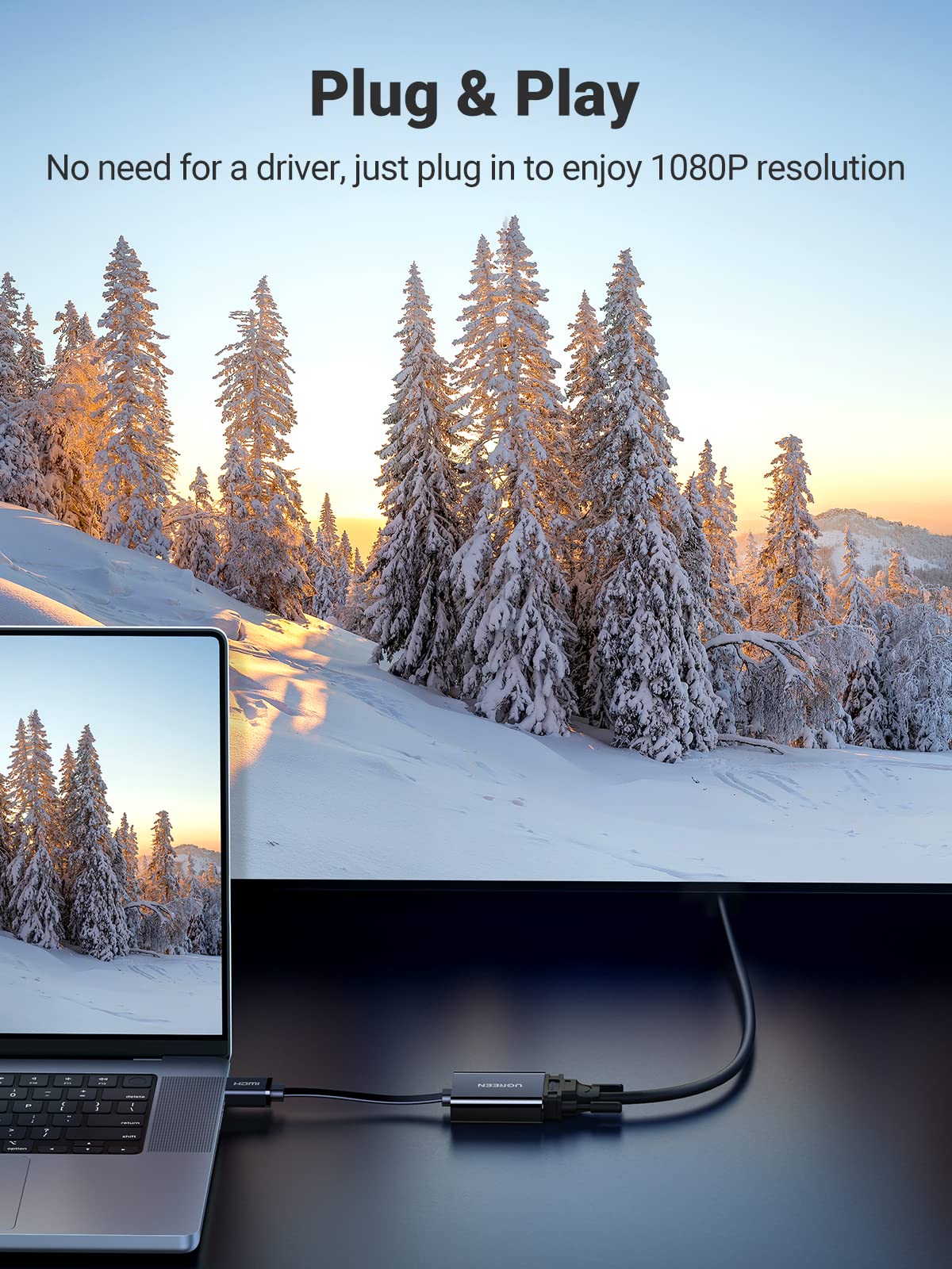 Ugreen Active Hdmi To Vga Adapter With 3.5Mm Audio Jack Hdmi Male To Vga Female Up To 1080P For Pc Laptop Ultrabook Raspberry Pi