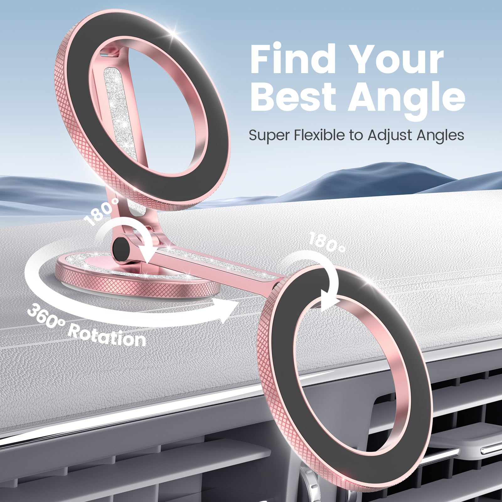 Pikabo For Magsafe Car Mount, Magnetic Phone Holder For Car, Car Phone Holder For Dashboard And Tesla Screen, Made Of Aluminum A