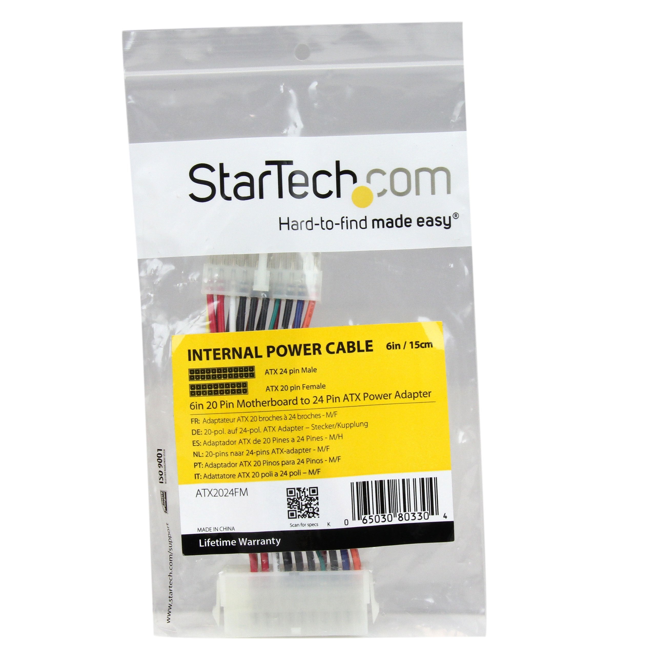 Startech.Com 6In 20 Pin Motherboard To 24 Pin Atx Power Adapter   M/F (Atx2024Fm)