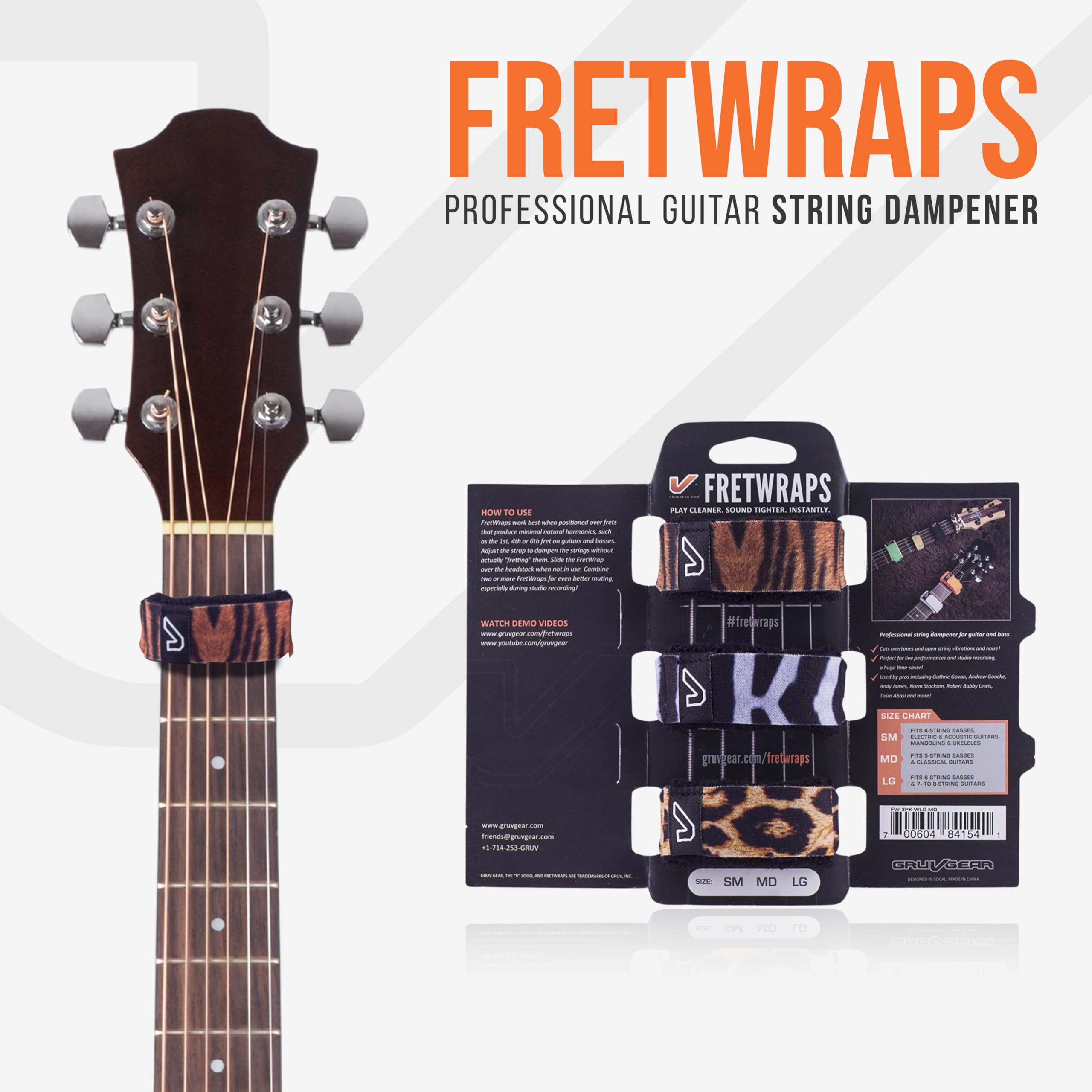 Gruv Gear Fretwraps String Muters 3 Pack (Safari Print, Medium) (Fw 3Pk Wld Md)