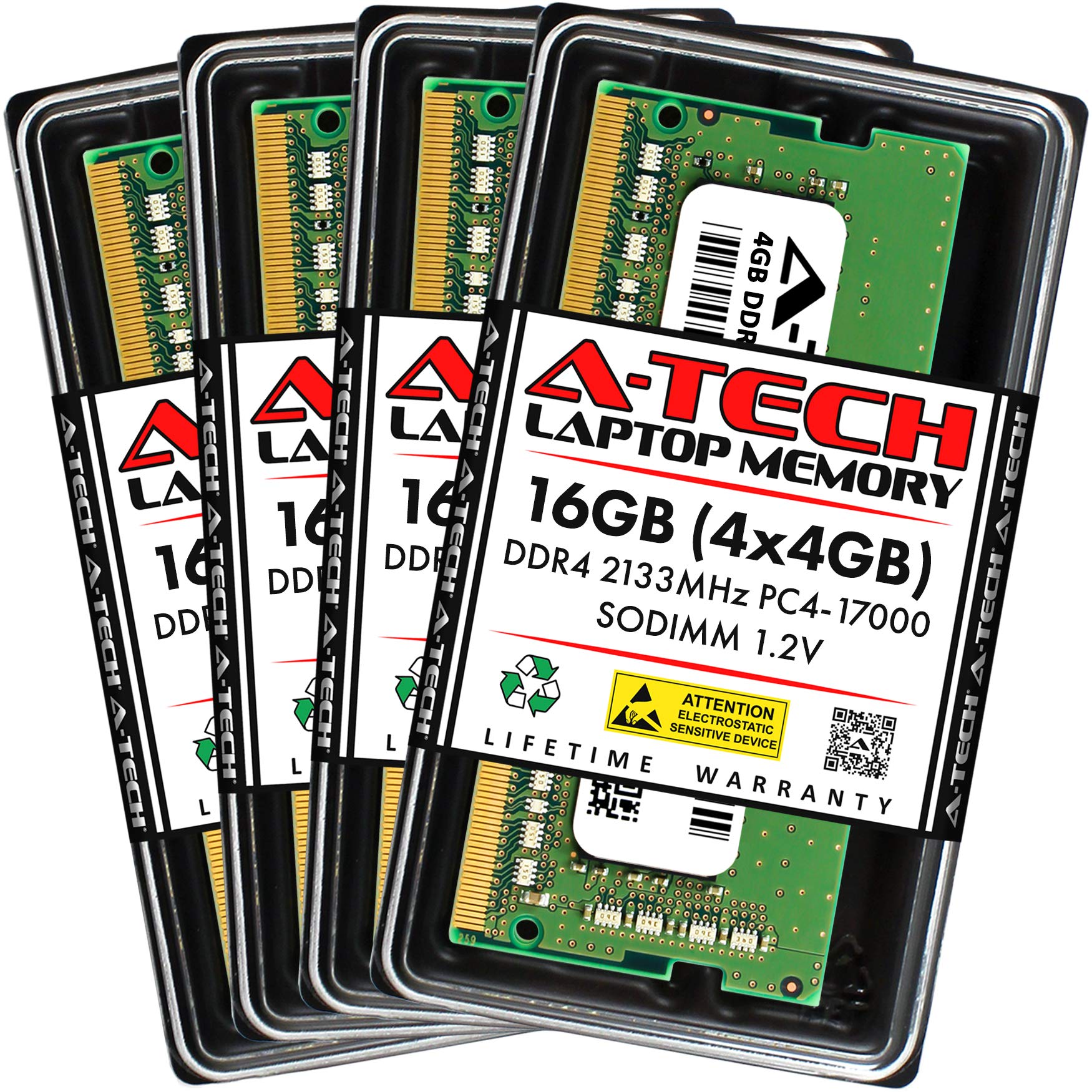 A Tech 16Gb (4X4Gb) Ddr4 2133 Mhz Sodimm Pc4 17000 (Pc4 2133P) Cl15 Non Ecc Laptop Ram Memory Modules