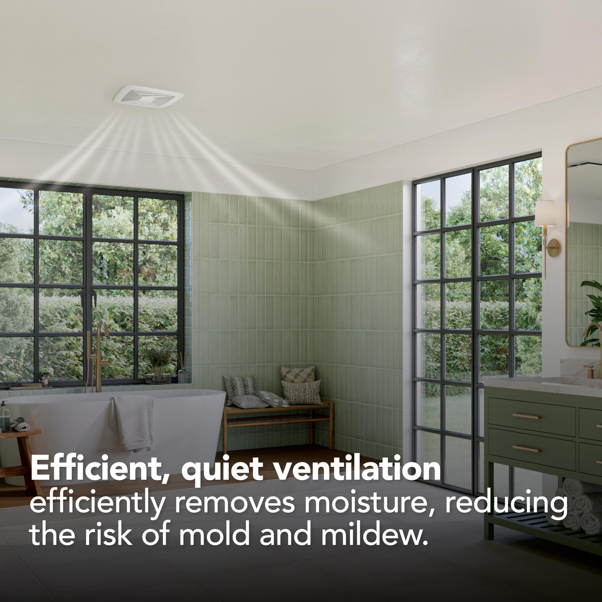 Broan-Nutone Qt Series Very Quiet 80 Cfm Ceiling Bathroom Exhaust Fan, .4 Sones, Energy Star Certified