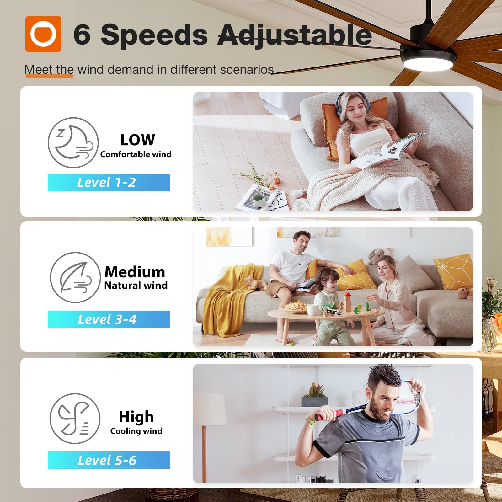 Addlon 72 Inch Large Ceiling Fans With Lights, Black Ceiling Fan With Light And Remote Control, Reversible, 5Cct, Dimmable, Mode