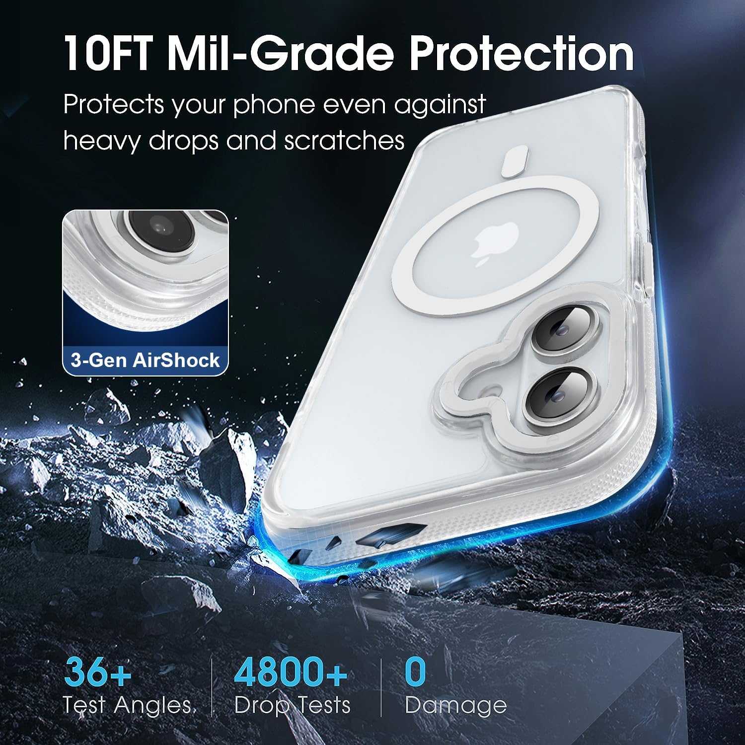 Yzoiko Strong Magnetic Case For Iphone 16 [10Ft Military Grade Protection] Compatible With Magsafe Shockproof Slim Thin Cover 6.