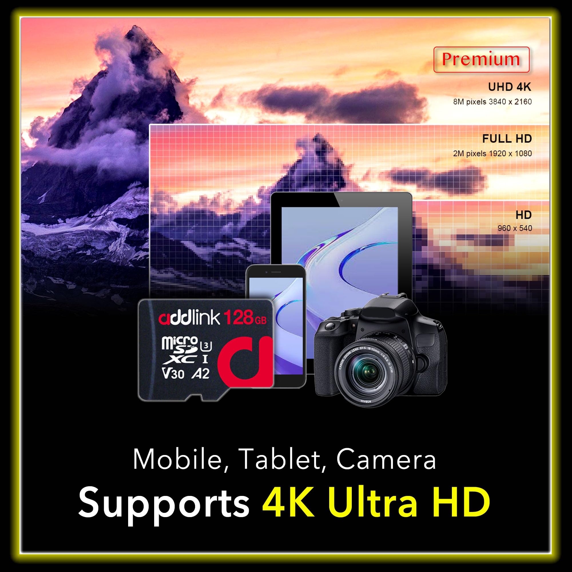 Addlink Microsdxc 128Gb 2 Pack + Adapter Uhs 1 U3 V30 A1 4K, Compatible For Android Smartphones, Camera, Dash Cam Tablets, Go Pr