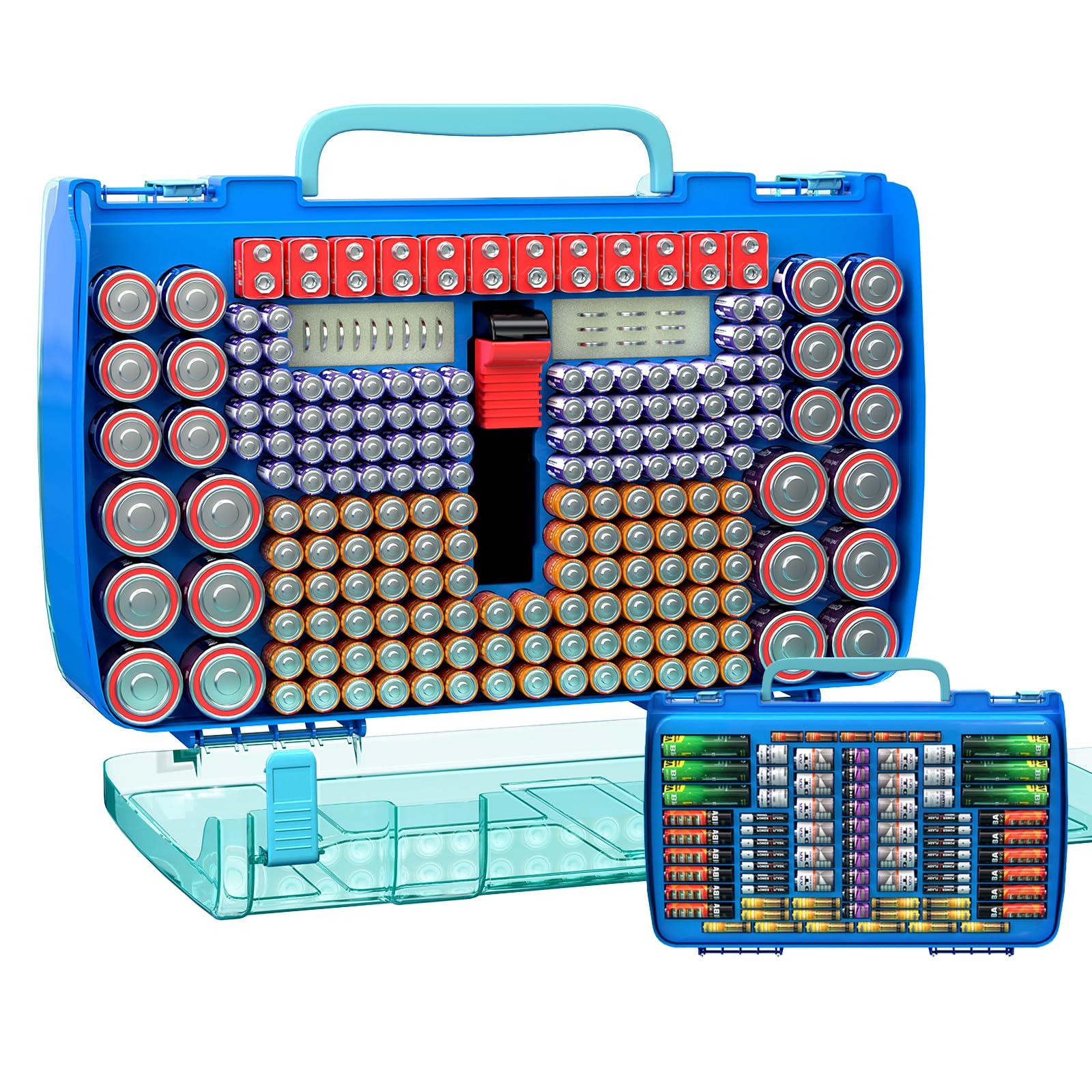 Large Capacity 269 Battery Organizer Storage Case With Tester, Double Side Battery Holder Container For Aa Aaa Aaaa C D 9V Lithi