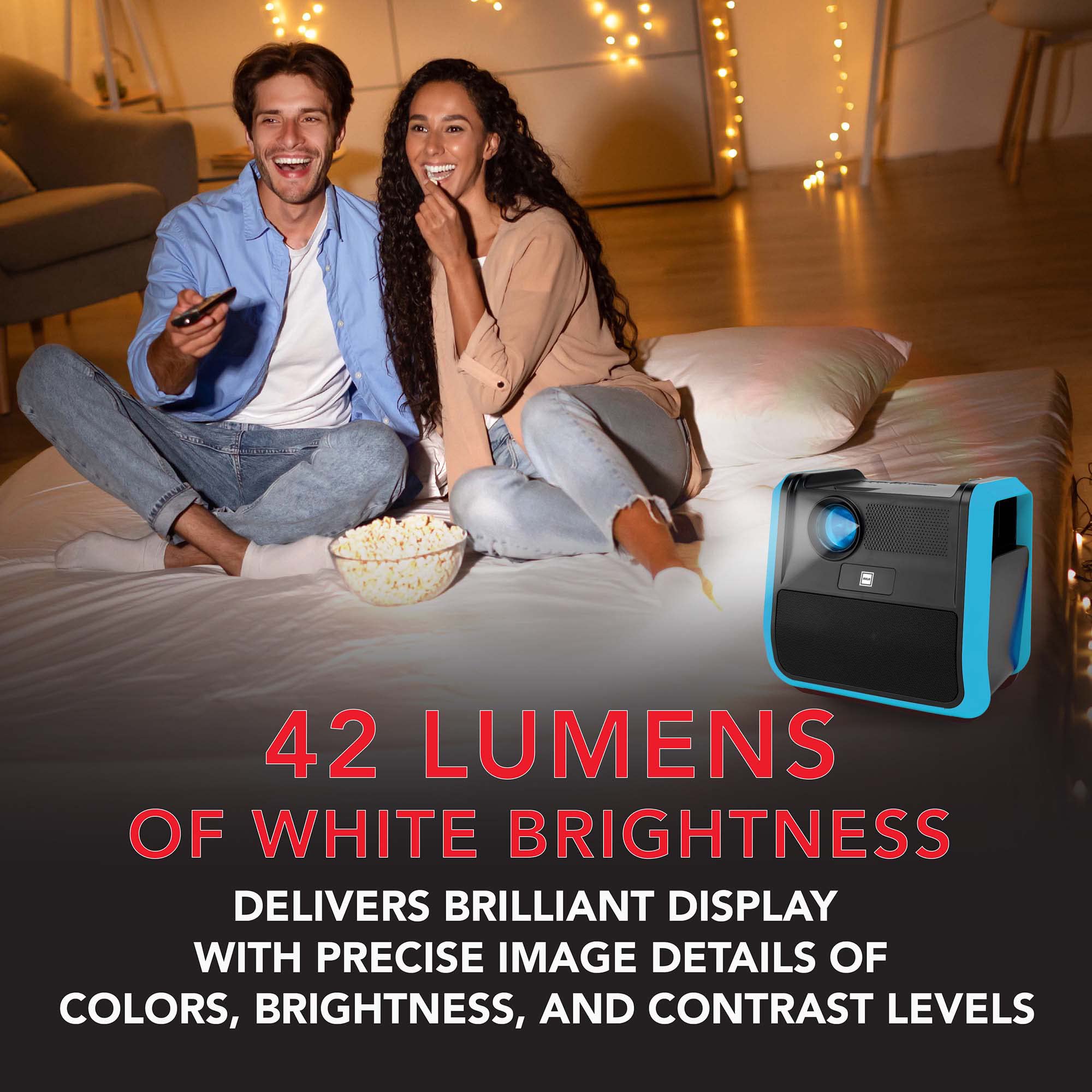 RCA RPJ060 Portable Projector - 2.5 Hours Battery Life, Rechargeable, Black/Red