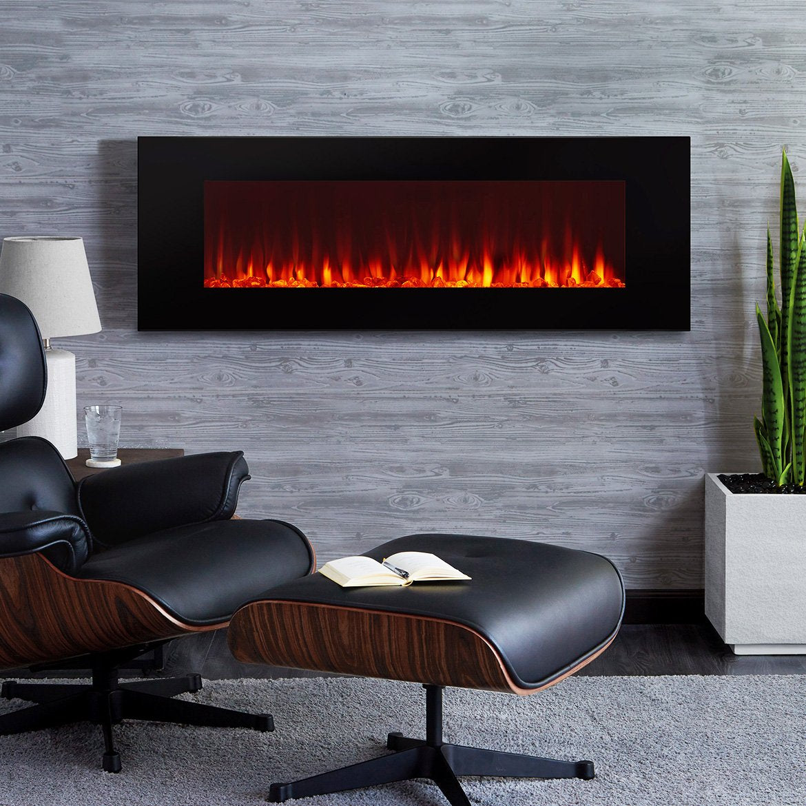 Real Flame 1330E Bk Dinatale Wall Hung Electric Fireplace 50''   Black