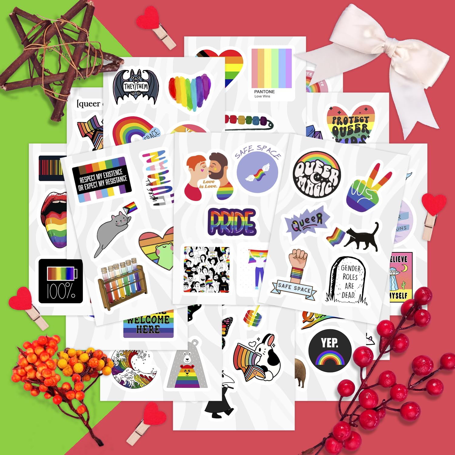 100Pcs Queer Stickers For Water Bottle And Laptop   Queer Party Favors & Decorations, Waterproof Vinyl Decals, Lgbtq+ And Pride