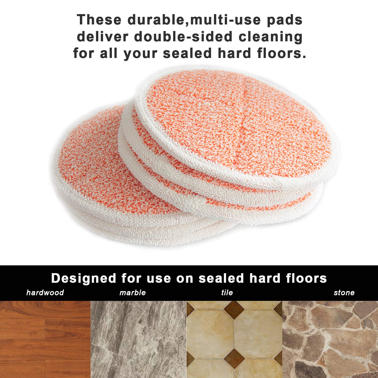 Biharnt 6 Pack 2124,2039A,2307,23157,20391,20399 Replacement Mop Pads Compatible With Bissell Spinwave Hard Mop Cleaner(Orange)