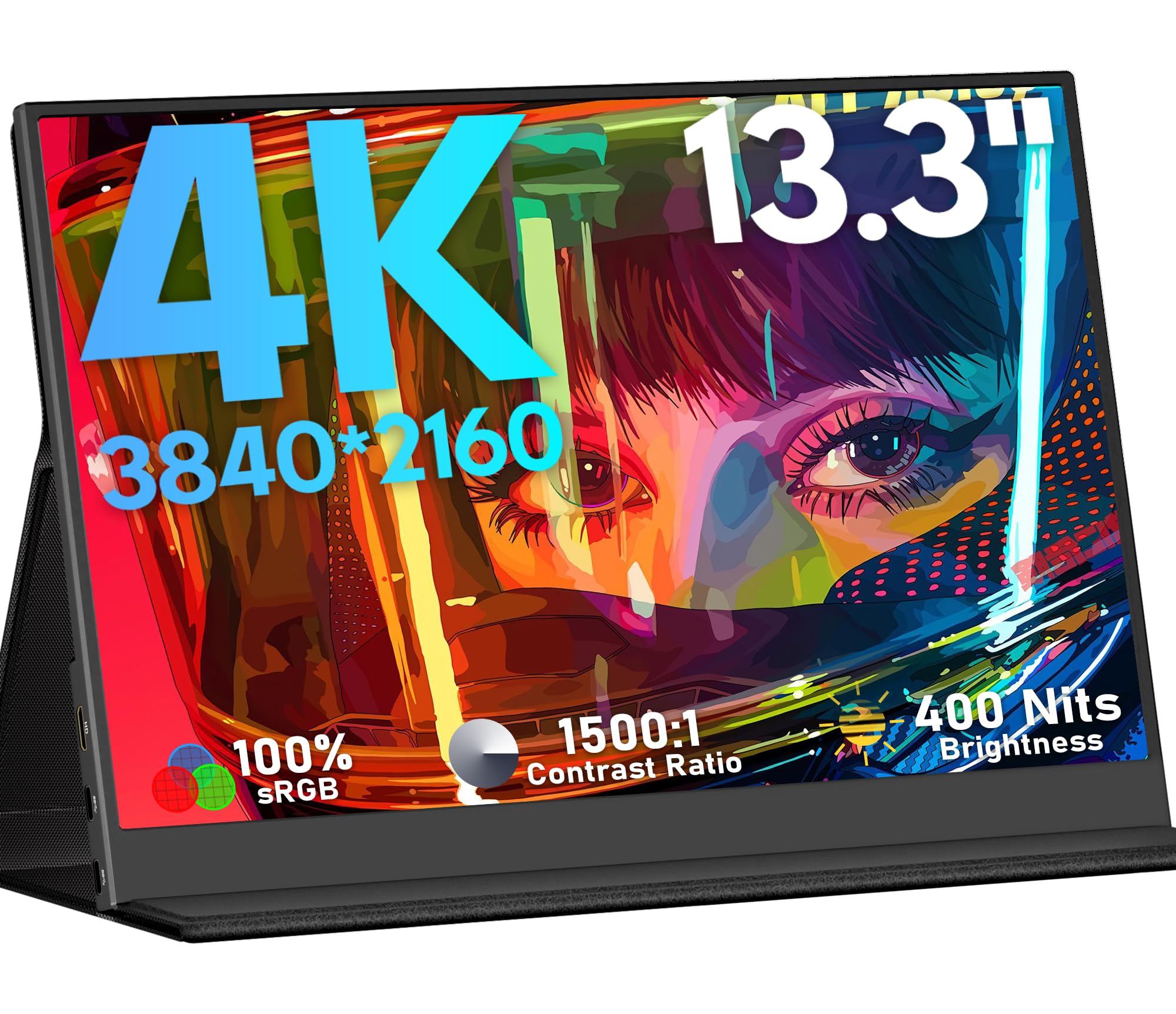 Keeptime 4K Portable Monitor 13.3'' 3840 X 2160 Uhd Usb C Hdmi Laptop Monitor, 100% Srgb Ips Computer Gaming Display Hdr Travel