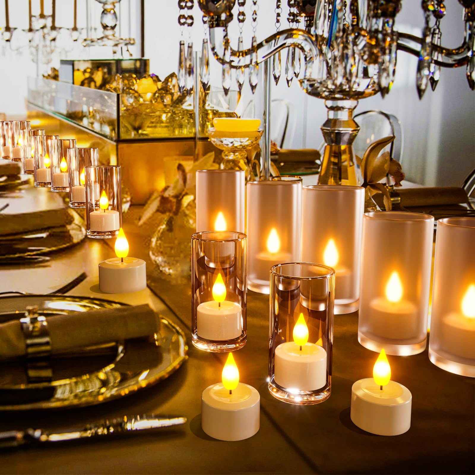 Soulbay Rechargeable Tea Lights With Remote, 12Pcs Flameless Flickering Led Candles With Timer & Usb Charging Cable, No Battery