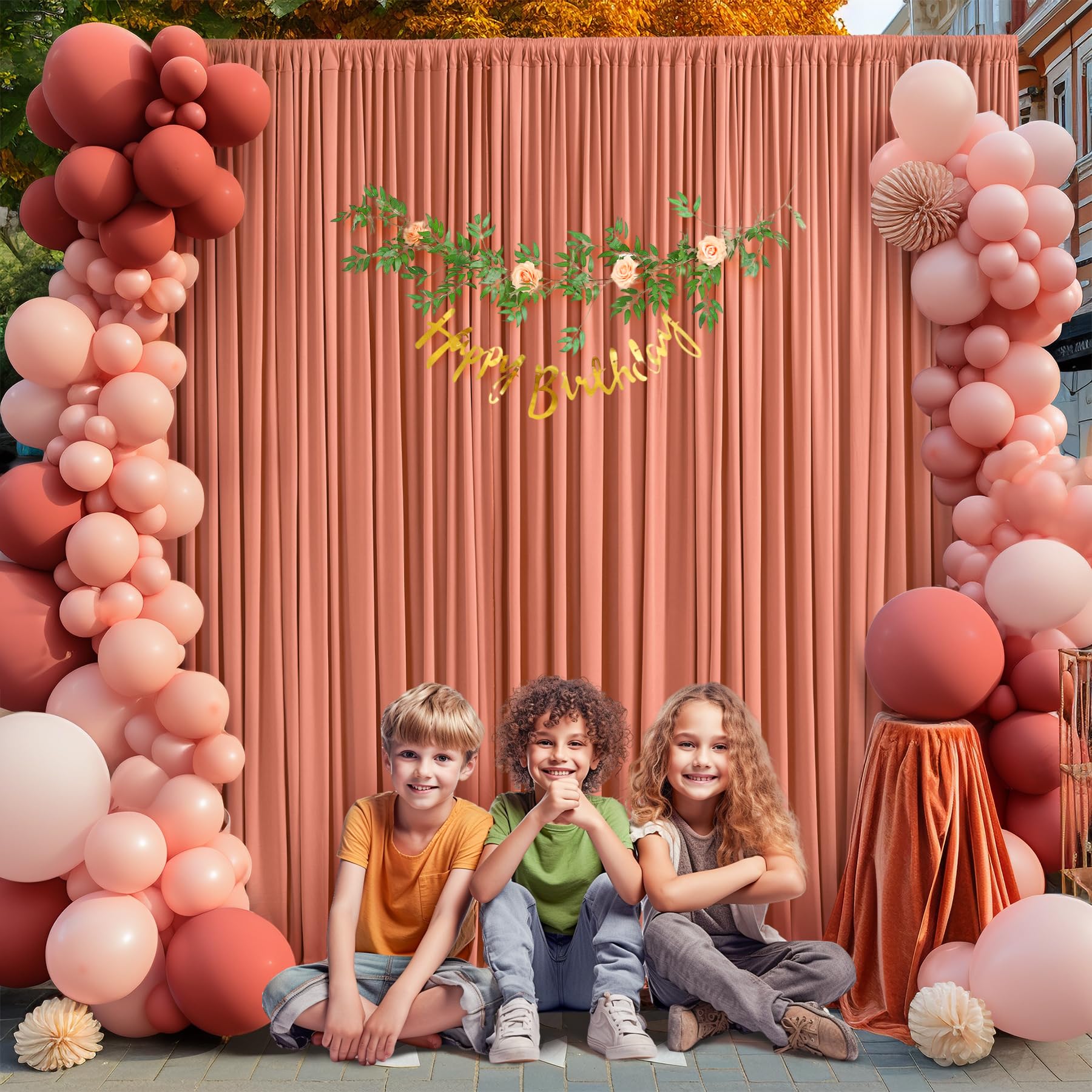 10X10 Rust Backdrop Curtain For Parties Wedding Wrinkle Free Red Photo Curtains Backdrop Drapes Fabric Decoration For Birthday P