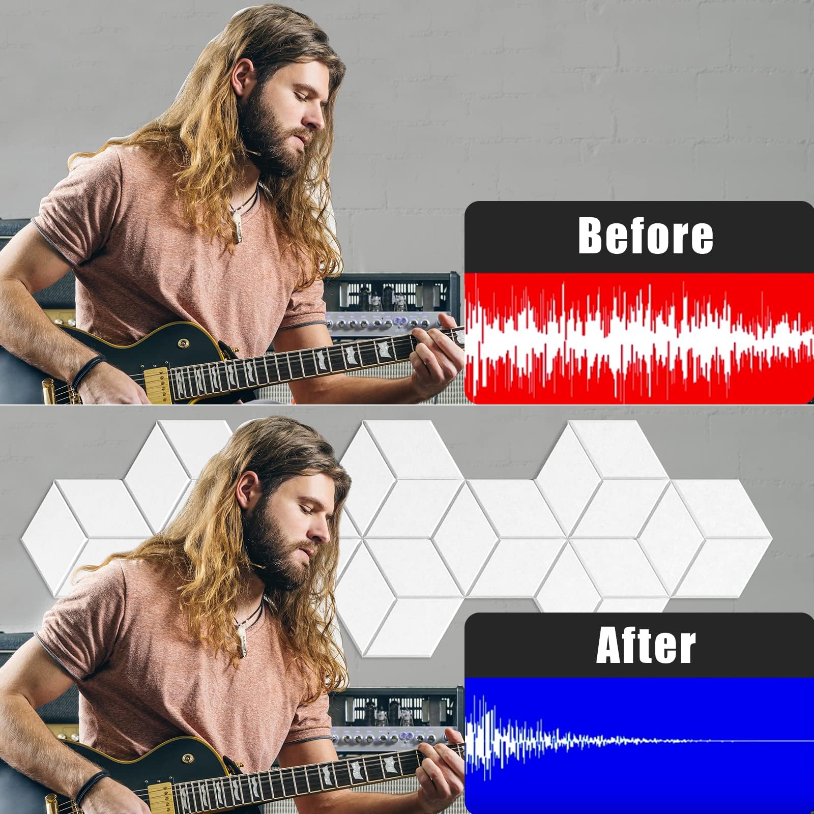 Dailycooper 12 Pack Self Adhesive Acoustic Panels 12'' X 10'' X 0.4''   Sound Proof Foam Panels With High Density, Stylish Y Lin