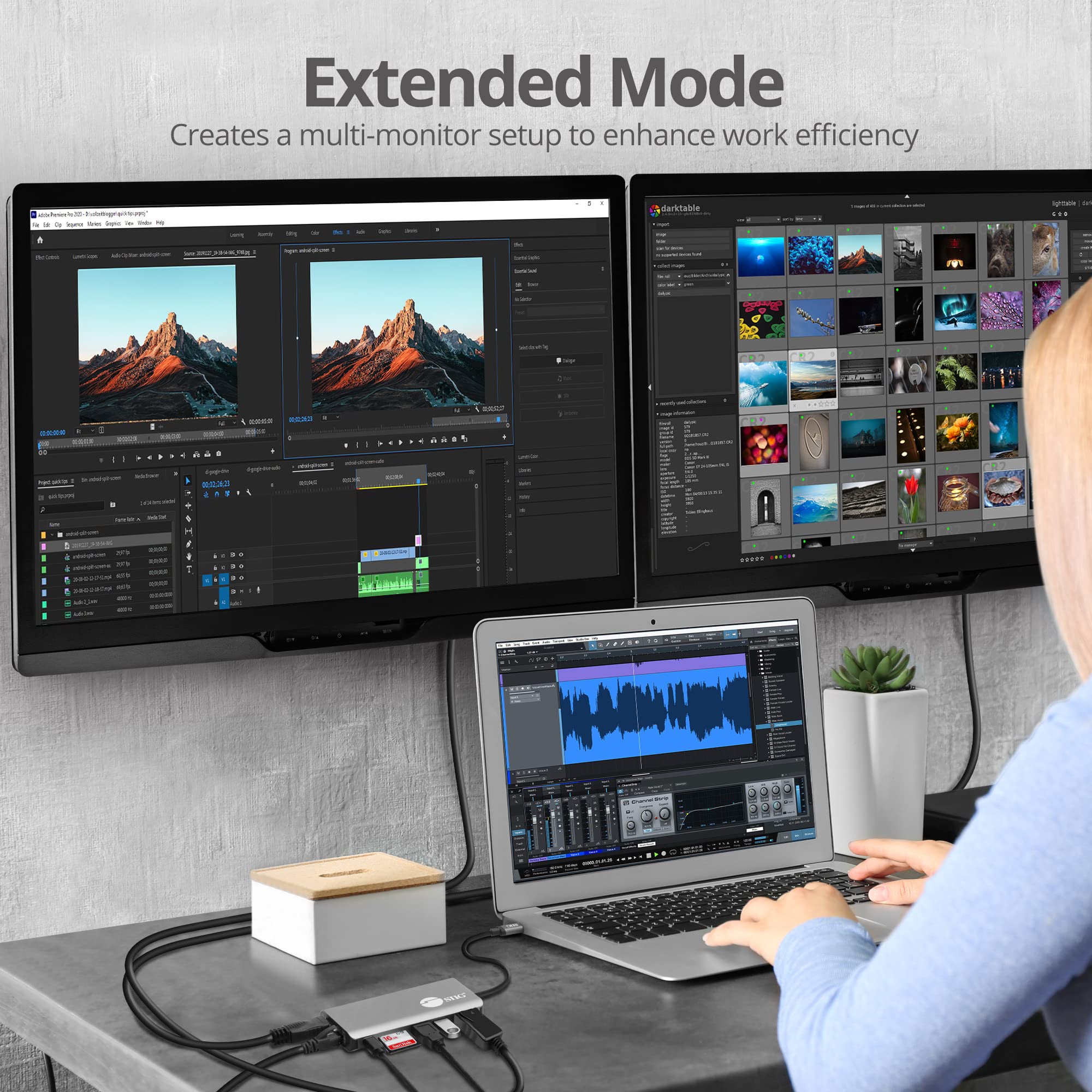 Siig Usb C Mst Dual Display Docking Station Video Adapter For Windows, Not For Macos [Single 4K, Dual 1080P], 100W Pd, 2 Usb 3.0