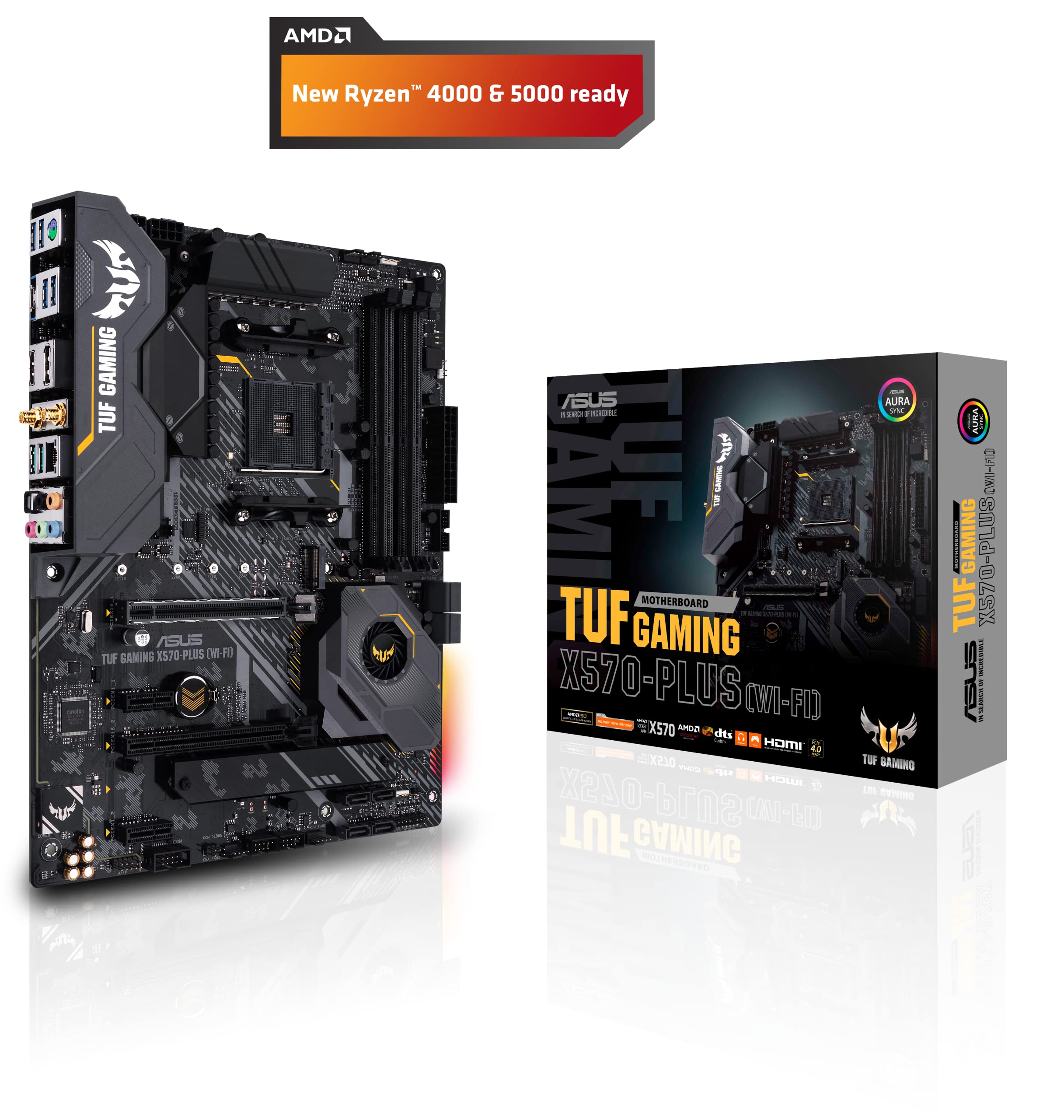 Asus Am4 Tuf Gaming X570 Plus (Wi Fi) Am4 Zen 3 Ryzen 5000 & 3Rd Gen Ryzen Atx Motherboard With Pcie 4.0, Dual M.2, 12+2 With Dr
