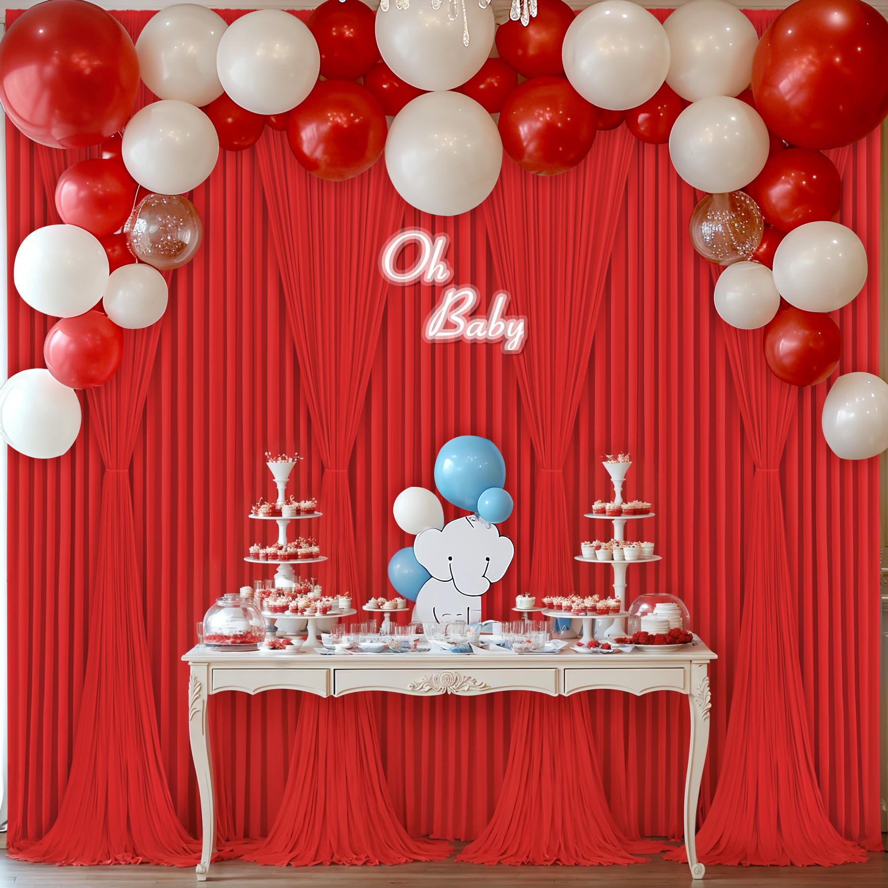 10Ft X 10Ft Red Backdrop Curtain For Parties Red Wrinkle Free Backdrop Drapes Panels For Wedding Baby Shower Birthday Photo Phot