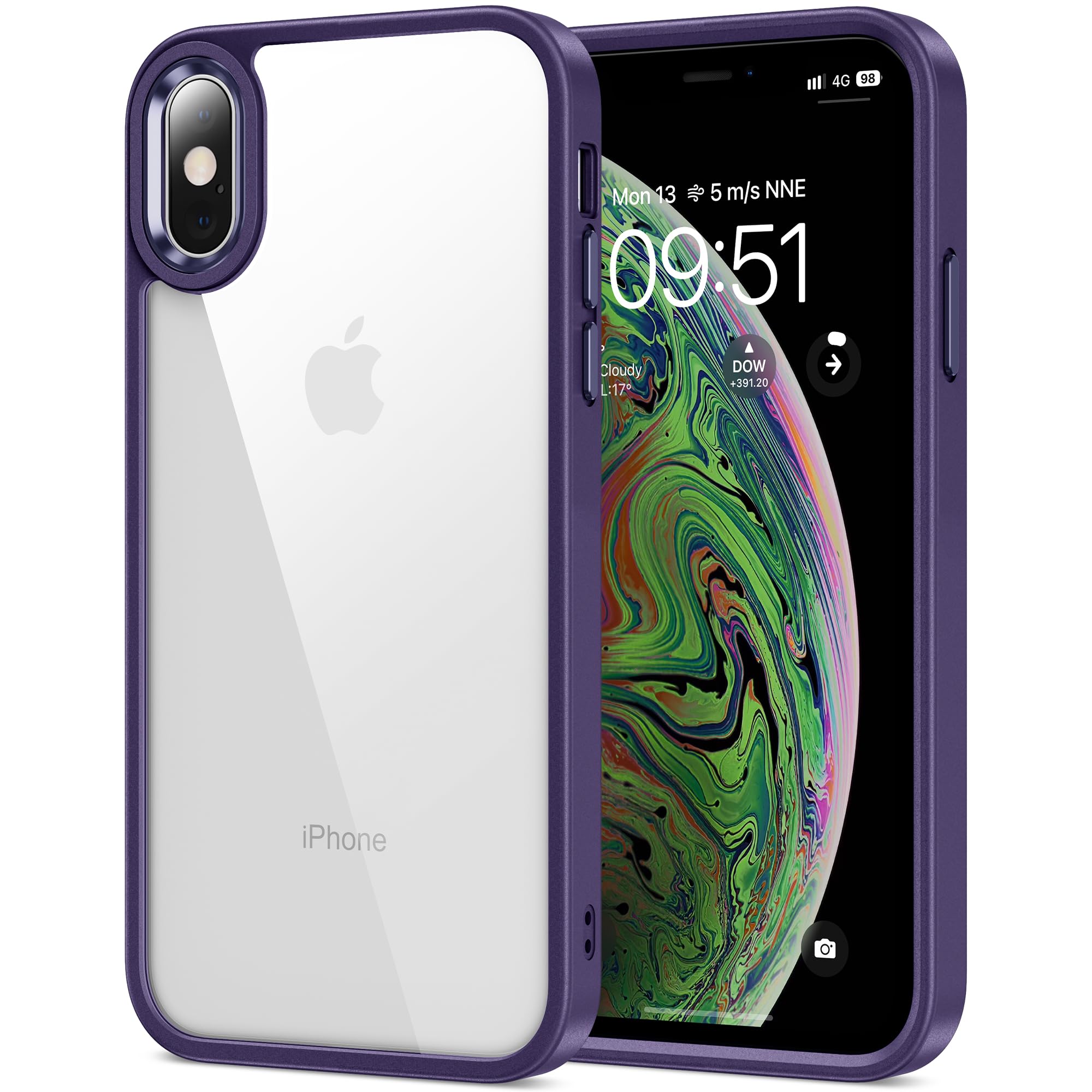 HOOMIL Case for iPhone Xs Max 6.5-Inch, Non-Yellowing, Drop Protection, Anti-Scratch Transparent Hard Back Phone Cover - Dark Pu