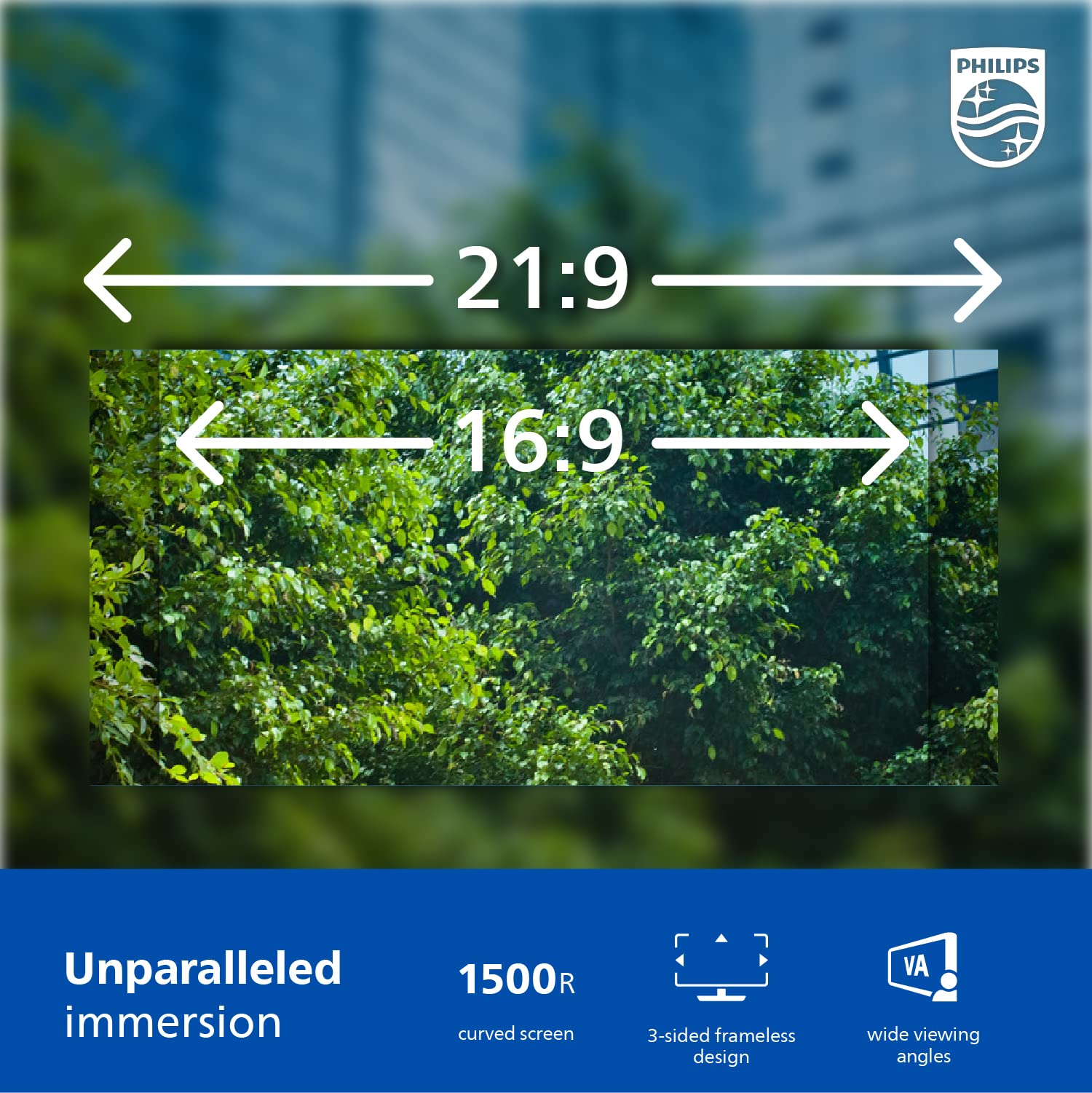 Philips 346E2Cuae 34'' Curved Frameless, Ultrawide Qhd 3440X1440,100Hz, 121% Srgb, 1Ms Mprt, Usb C Charging, Multiview Pip/Pbp,