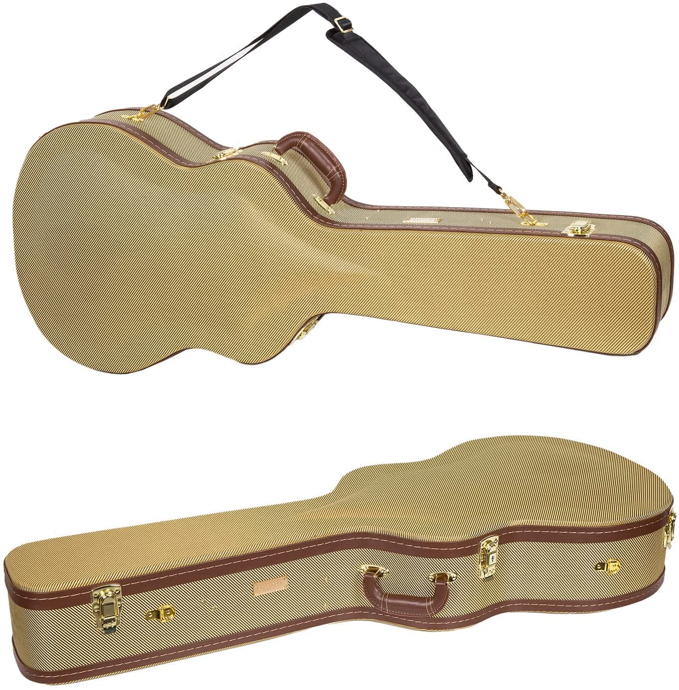 Crossrock Hard Shell Wood Case For Om, Martin 000 Guitars With Removable Shoulder Straps Tweed(Crw700Omtw)