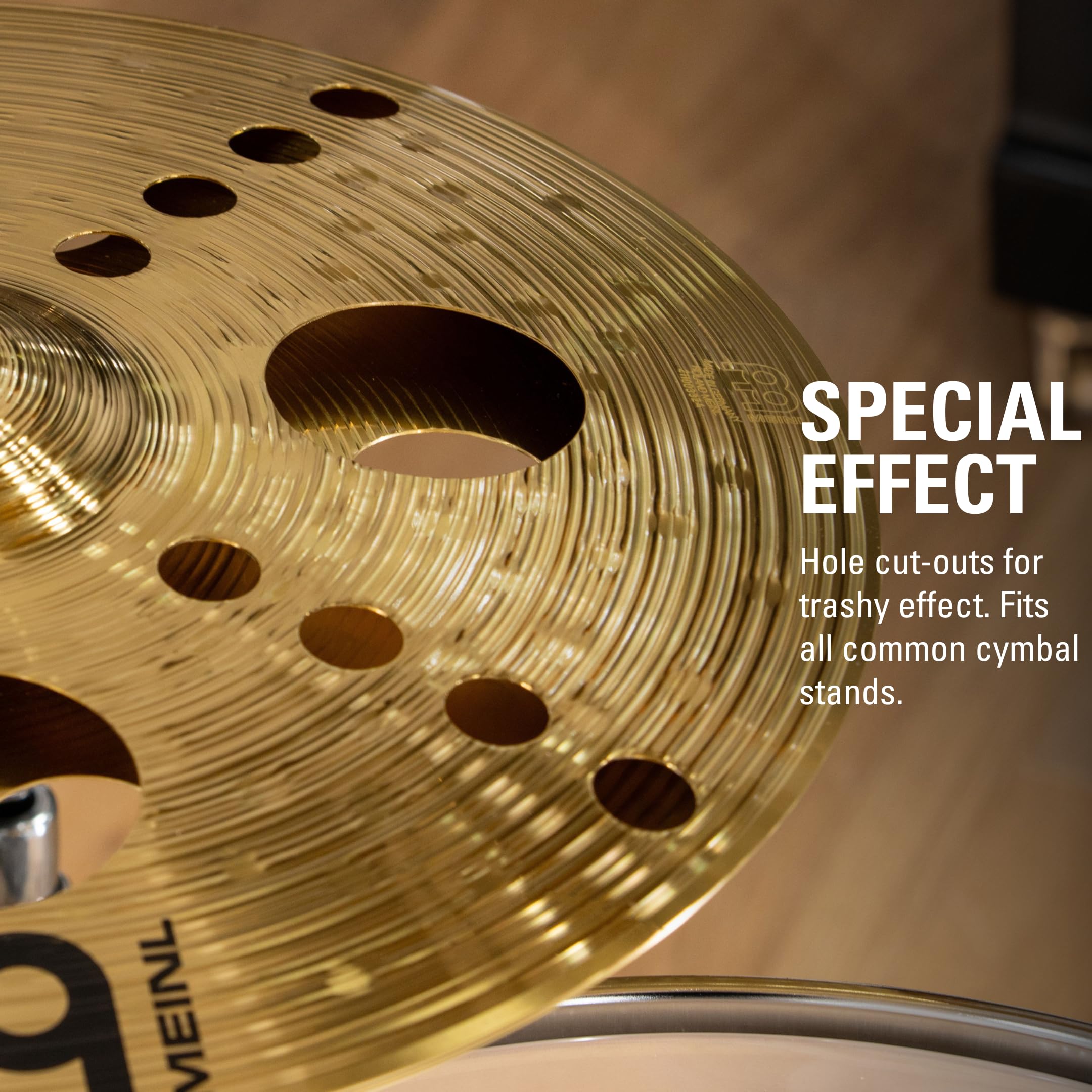 Meinl 16'' Trash Stack Cymbal Pair With Holes   Hcs Traditional Finish Brass For Drum Set, Made In Germany, 2 Year Warranty (Hcs