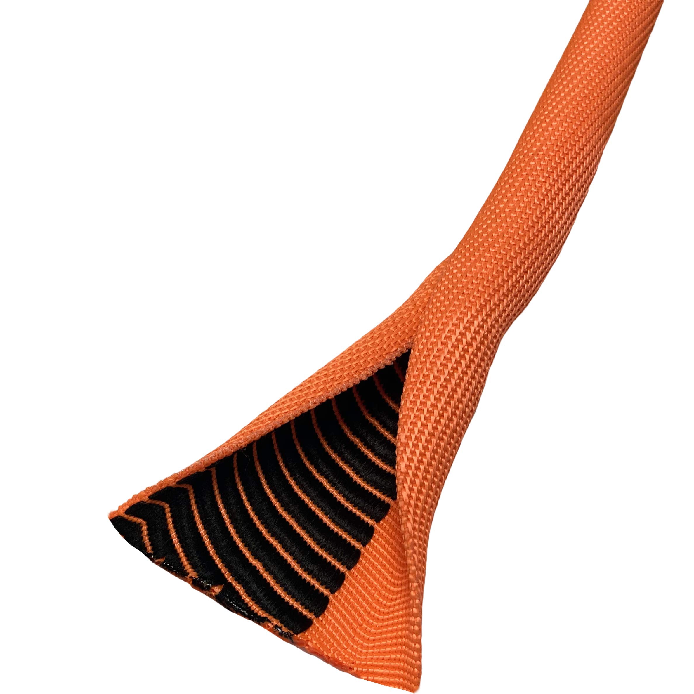 Electriduct 1/2'' Double Layer Self Closing Braided Wrap Sleeve Cable Management   10 Feet   Orange