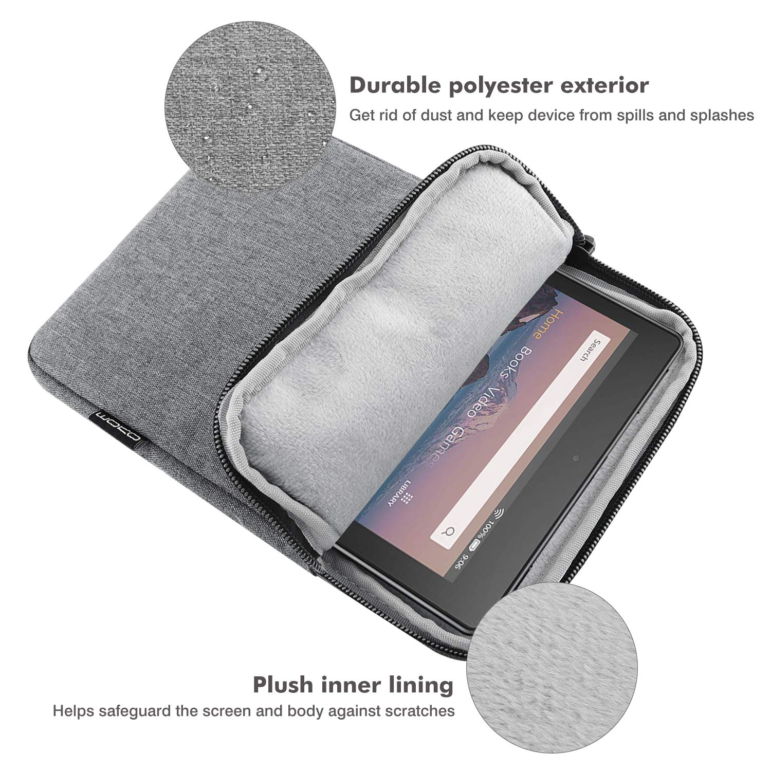 MoKo 7 8 Inch Tablet Sleeve Bag, Polyester Pouch Cover Case Fits iPad Mini (A17 Pro) 8.3' 2024, iPad Mini 6/5/4/3/2/1, Samsung Galaxy Tab S2 8.0, Tab A 8.0, ZenPad Z8s 7.9,Light Gray