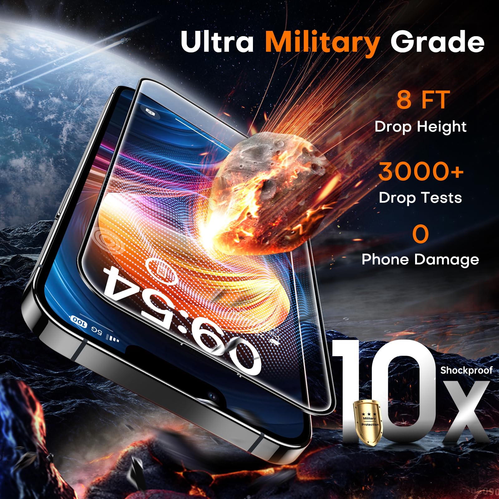 Tocol For Iphone 12 Pro Max Screen Protector [9H Hardness] [Military Grade Shatterproof] Hd Tempered Glass For Iphone 12 Pro Max