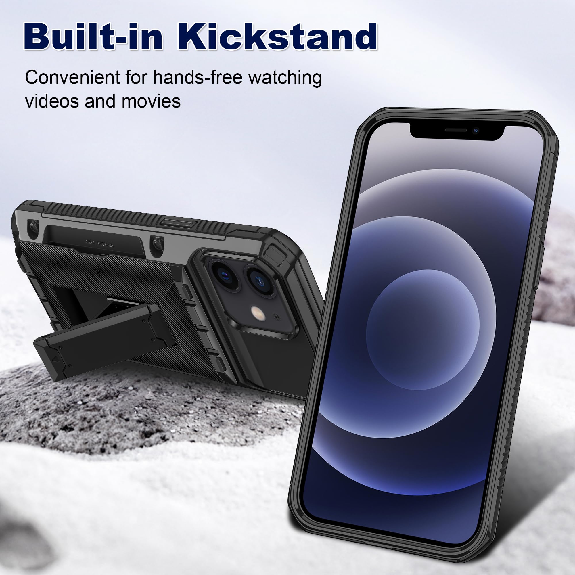 Samonpow For Iphone 12/12 Pro Case Wallet With Card Holder [4 Cards] & Stand & Military-Grade Protection Heavy Duty Shockproof H