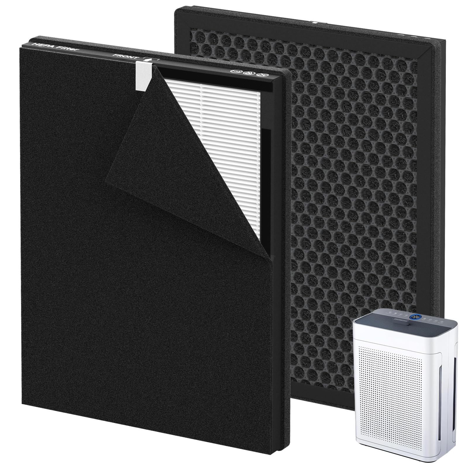 2 Pack K2 Replacement Filter Compatible with LUNINO K2, Double-Sided Filters for Home Large Room up to 3000sq.ft, H13 True HEPA 