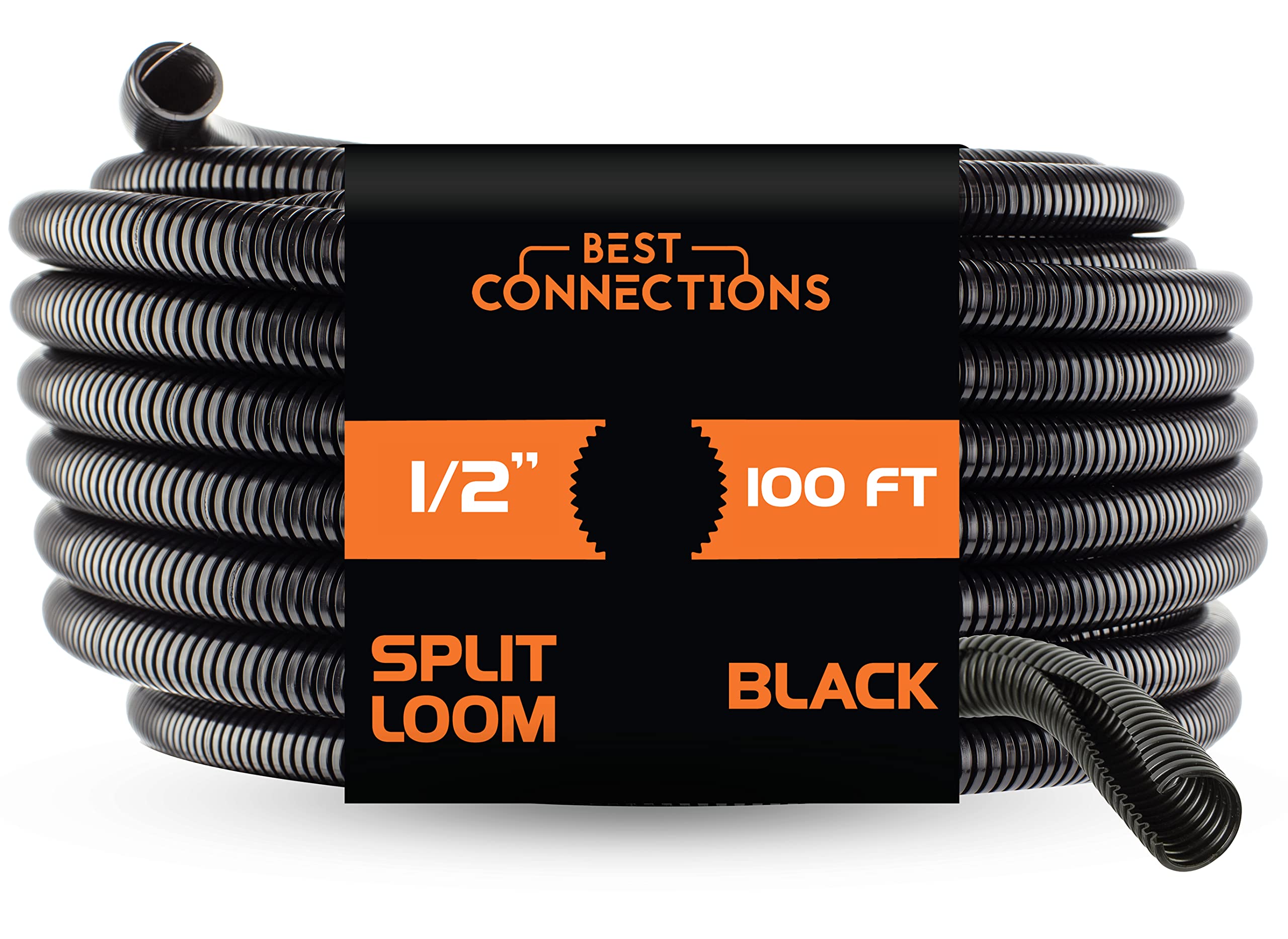 1/2'' X 100 Ft Split Wire Loom Flex Guard Convoluted Tubing   Protective Split Cable Sleeves For Automotive Home Industrial Elec