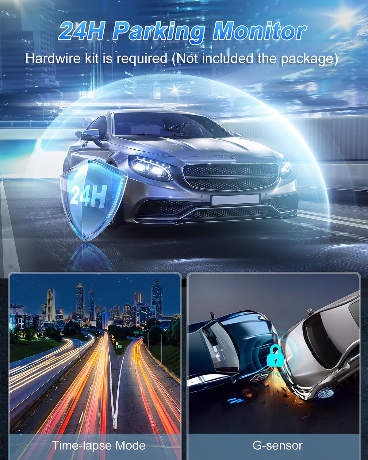 Dash Cam Front And Rear Camera 4K, Wifi Dash Camera For Cars Front And Rear With App, 4K+1080P Car Camera With 64Gb Card, 2.99''