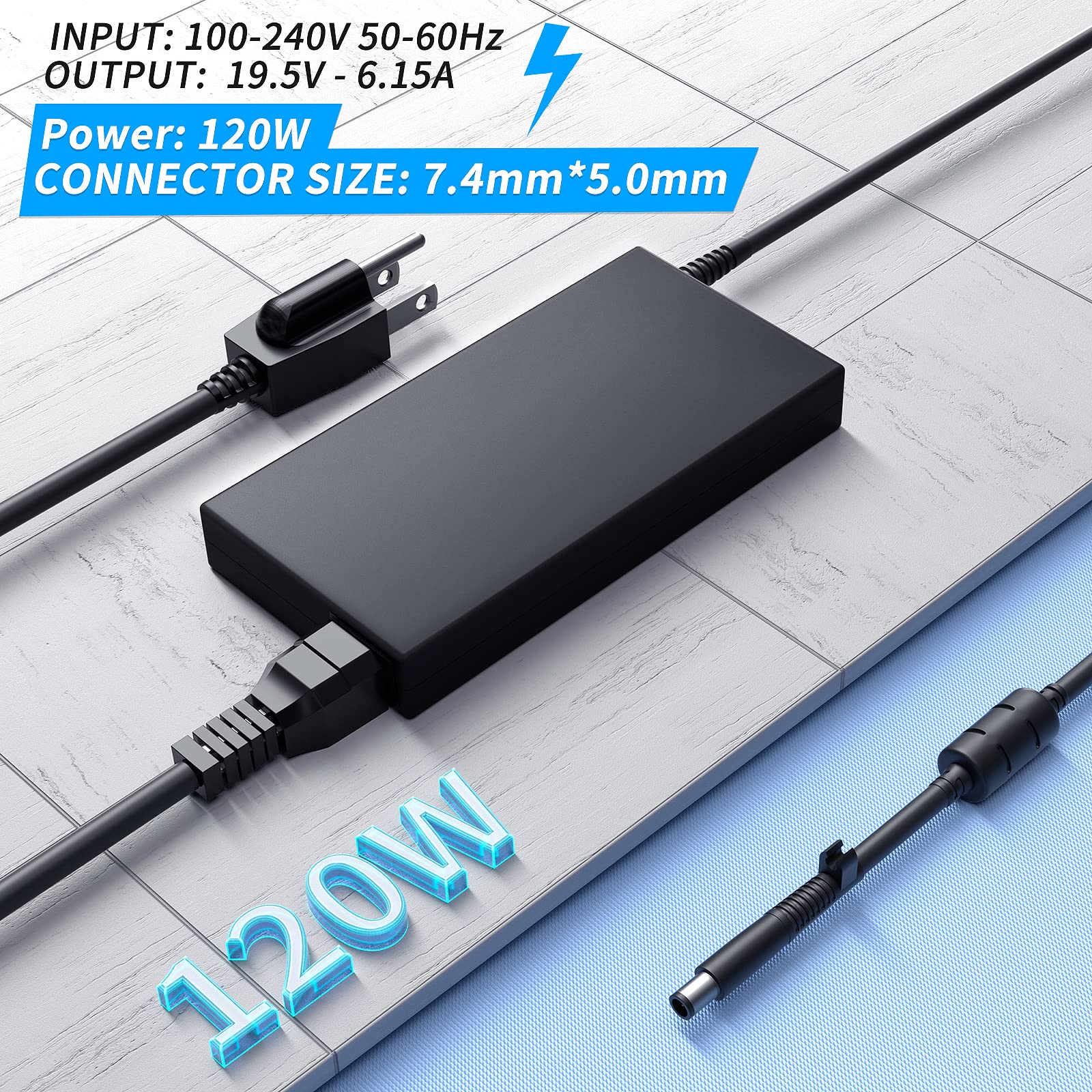 Vhbw Replacement For Hp 120W Power Adapter Compatible With Hp Envy Dv4 5300 Dv6 7300 Dv7 7000 7300 Elitebook 8460W 8560W Thunder