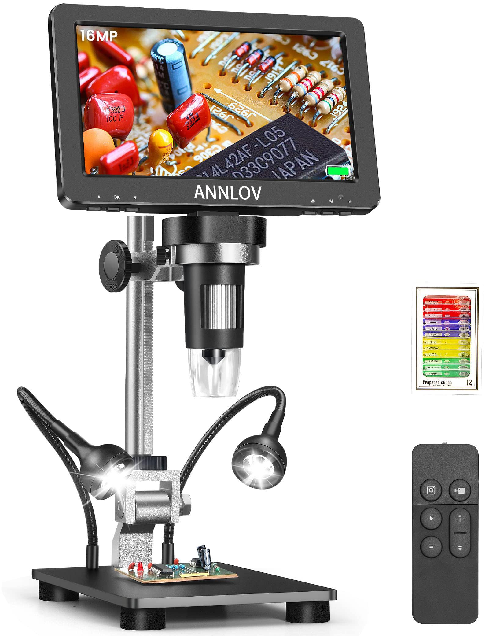 Annlov 7'' Hdmi Lcd Digital Microscope, 1500X Coin Microscope Video Microscope With 16Mp Image Sensor, Windows/Tv/Mac Compatible
