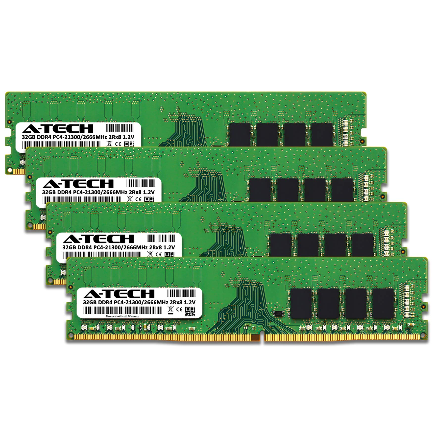 A Tech 128Gb (4X32Gb) Ddr4 2666 Mhz Udimm Pc4 21300 (Pc4 2666V) Cl19 Dimm 2Rx8 Non Ecc Desktop Ram Memory Modules