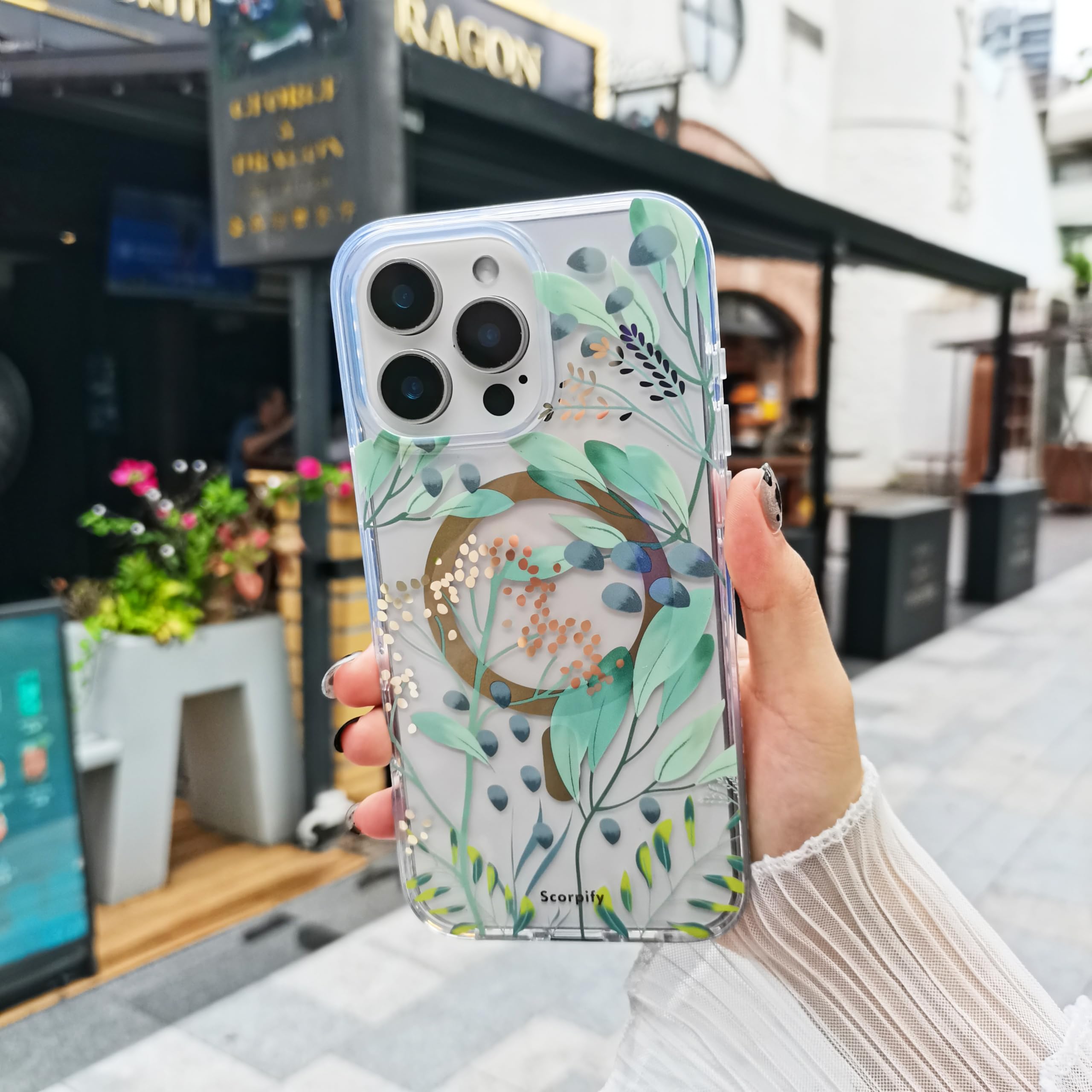Scorpify For Iphone 16 Pro Case [Compatible With Magsafe] With Summer Meadow Floral Design, Cute Clear Flower Magnetic Phone Cov