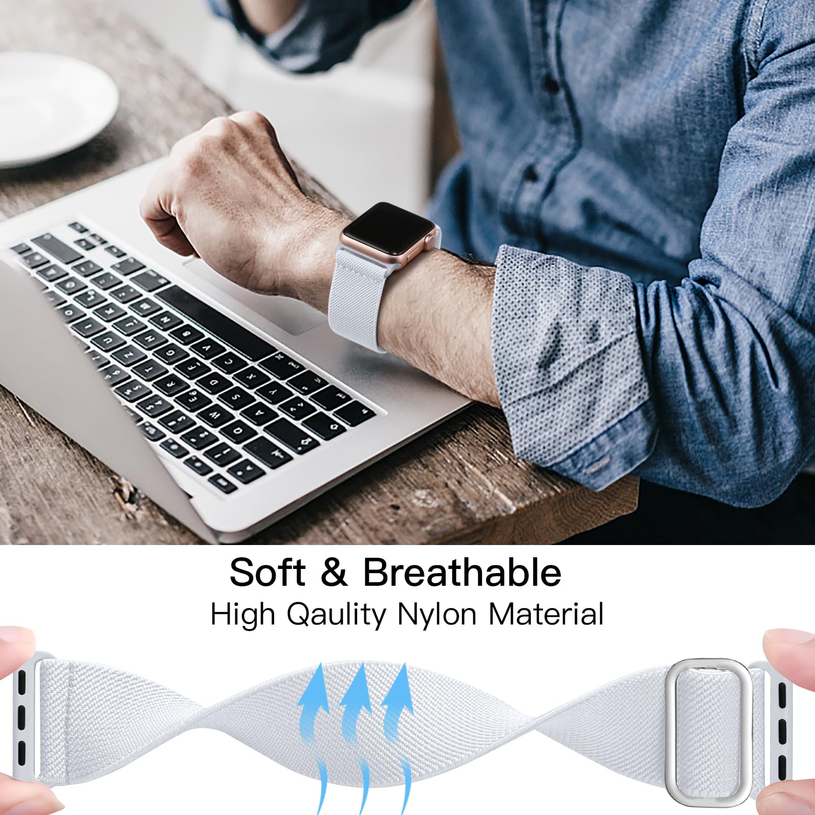 Lerobo Compatible With Apple Watch Band Ultra 2 Band 49Mm Series 10 9 8 45Mm 46Mm 44Mm Se 42Mm For Men Women Stretchy Braided So