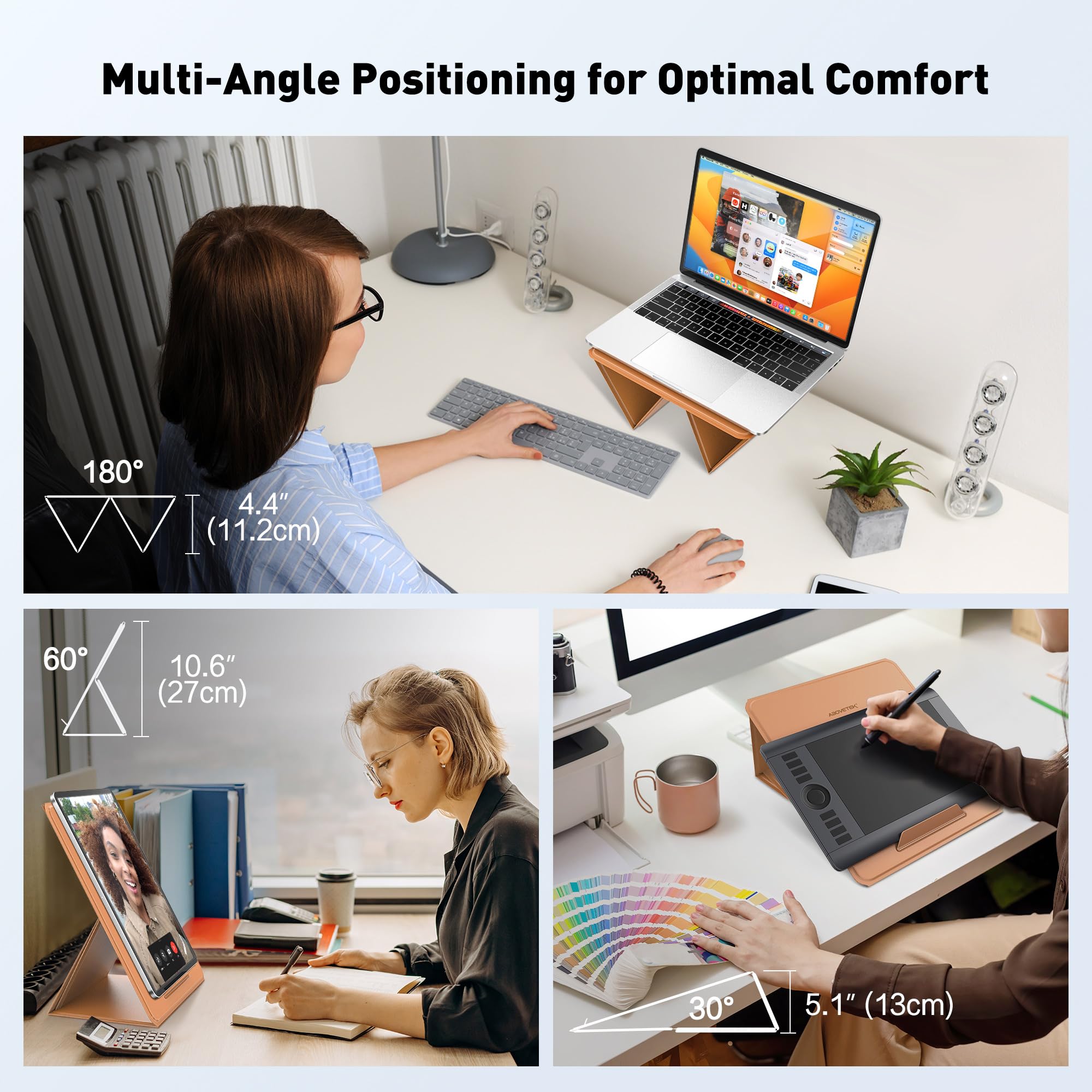 Abovetek Ultra Sleek Portable Laptop Stand, 2 In 1 Foldable Macbook Stand For Desk & Ipad Tablet Stand Holder, Fits 14''~17'' Ma