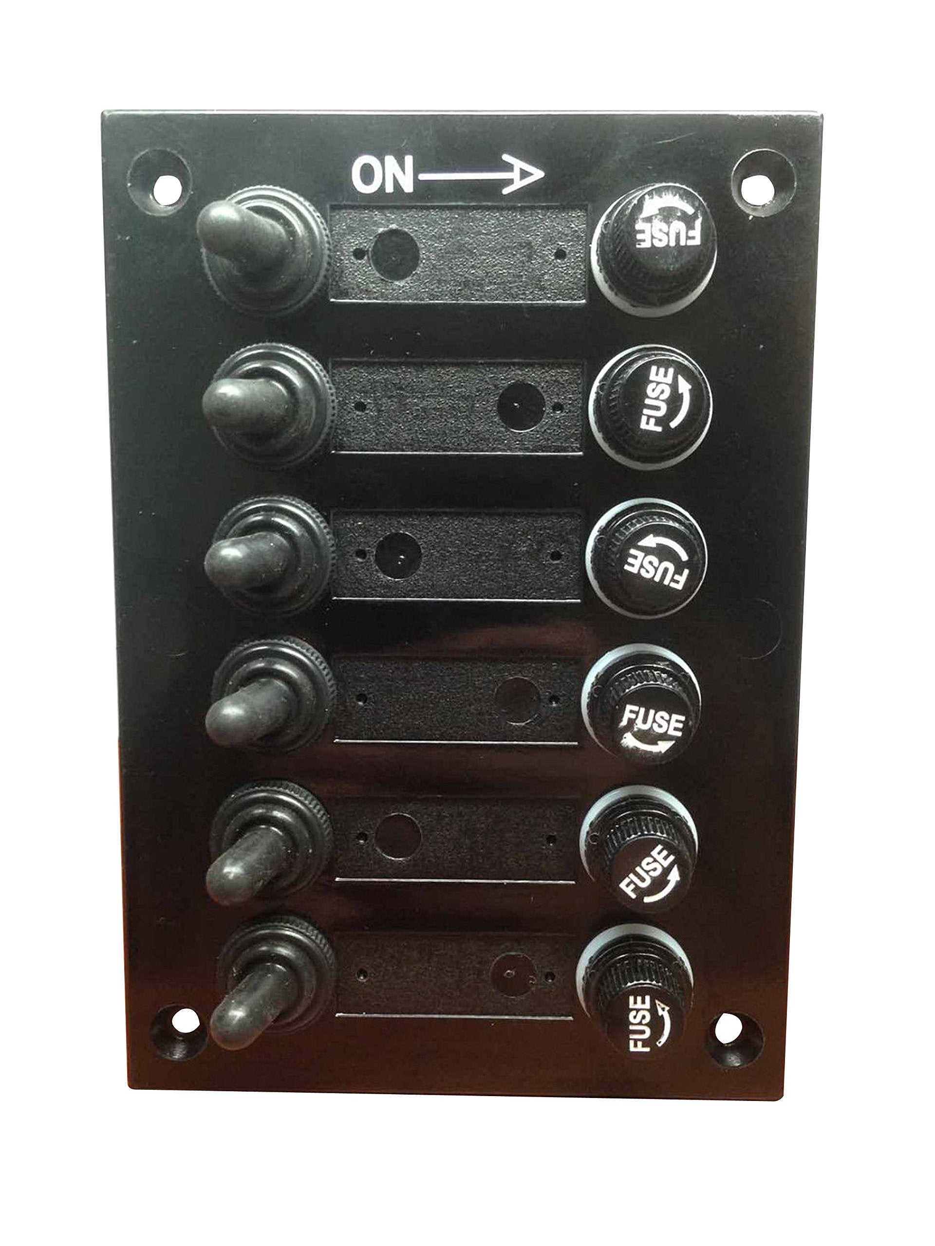 Pactrade Marine Boat 6 Gang Bakelite Plate Switch Panel With 5A Fuses Neoprene Toggle