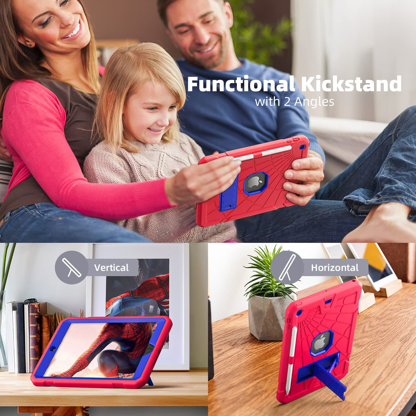 Tsqqst Ipad 6Th/5Th Generation Case 9.7 Inch With Tempered Glass Screen Protector&Pencil Holder&Stand | Heavy Duty Shockproof Ru