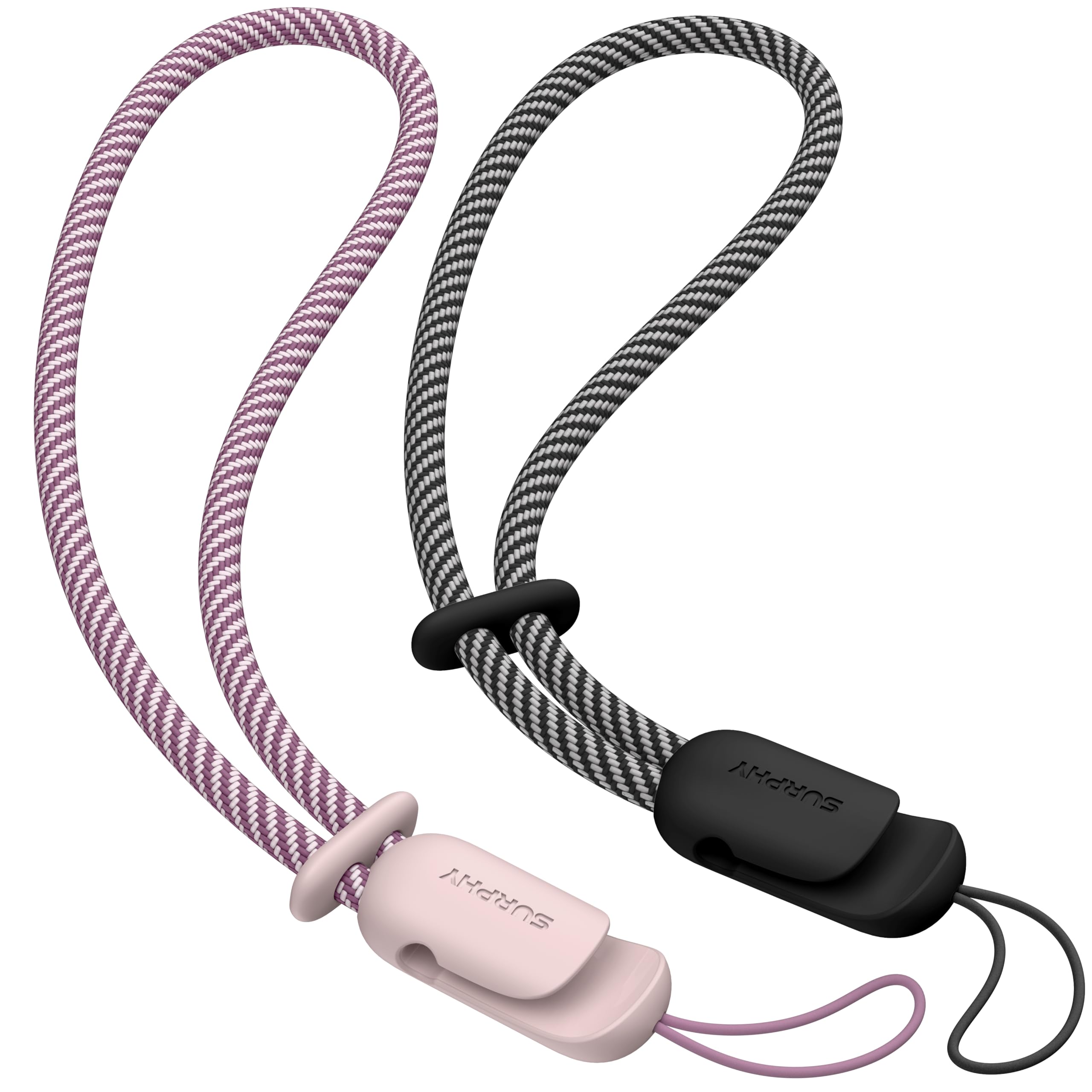 Surphy 2 Pack Lanyard, Phone Strap, Adjustable Phone Lanyard With Two Color Braided, Wrist Strap For Airpods, Camera (Pink & Bla