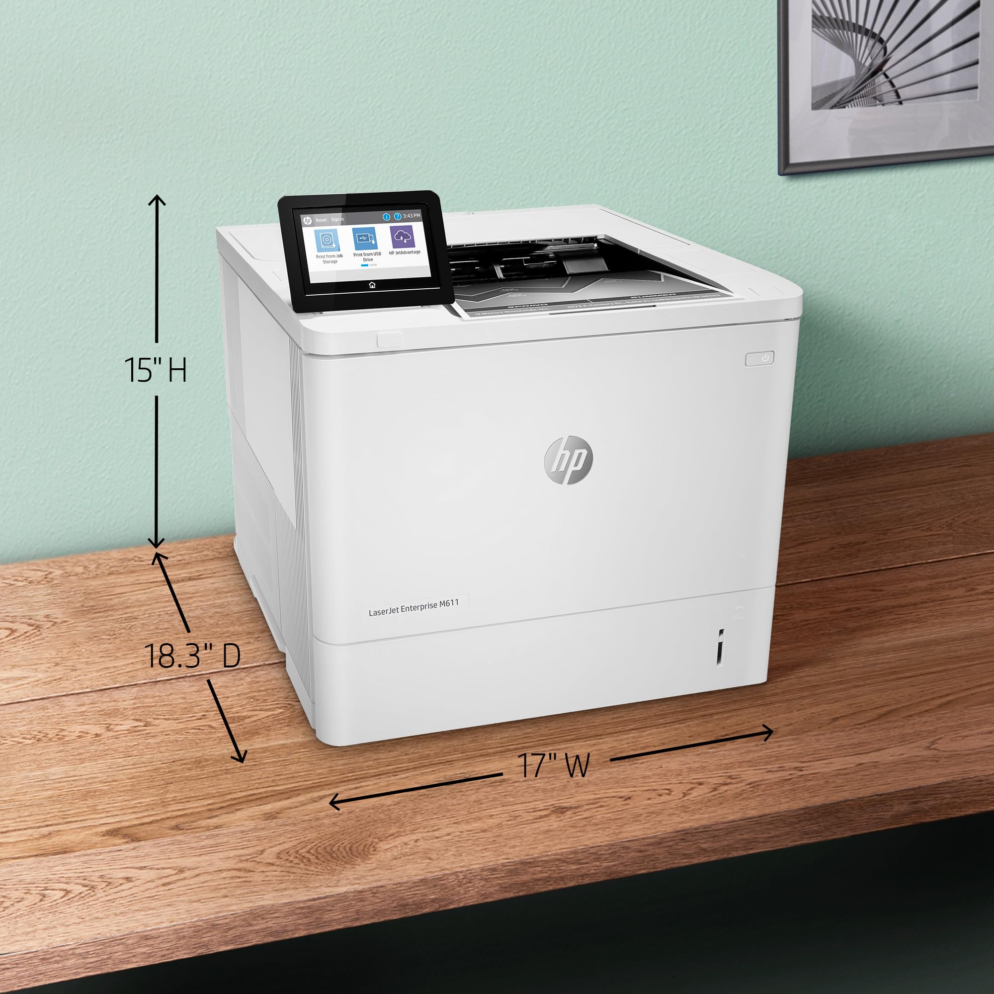 Hp Laserjet Enterprise M611Dn Monochrome Printer With Built In Ethernet & 2 Sided Printing (7Ps84A) White