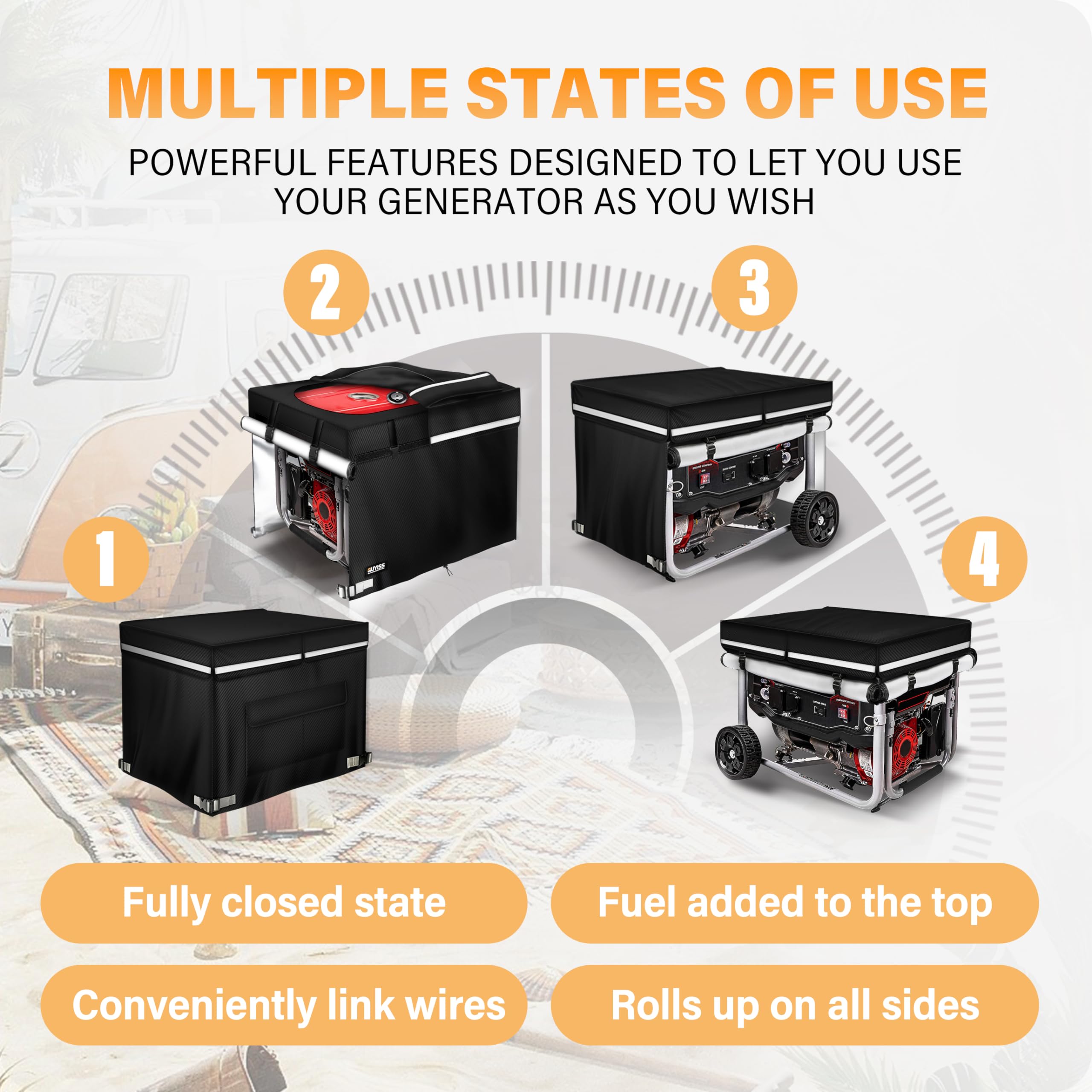 Guyiss Generator Covers, 28  20  20Inch Portable Generator Cover, 600D+210D 100% Waterproof And Tear Resistant Oxford Cloth. Fit
