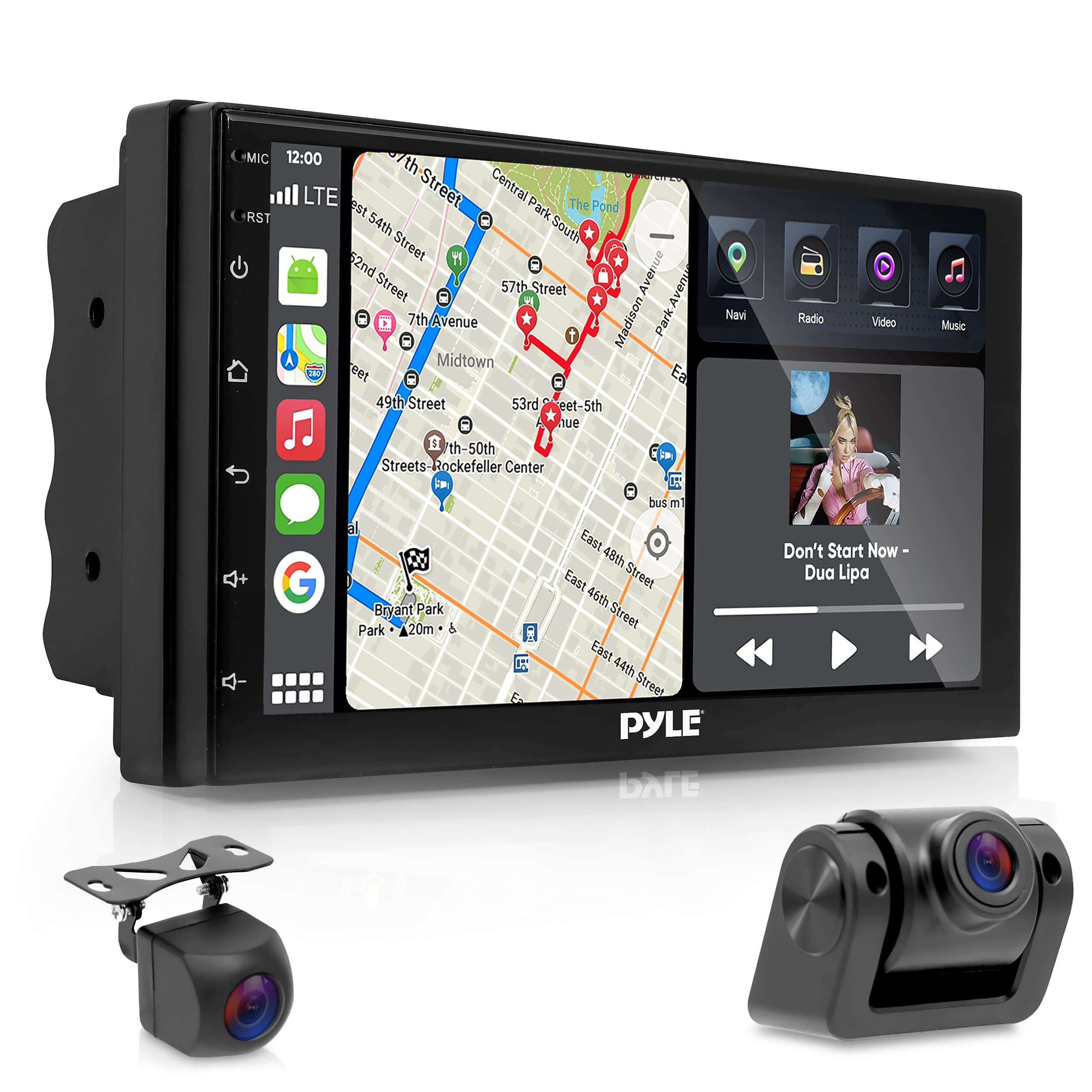 Pyle Double DIN Car Stereo Receiver - 7 1080P HD Touch Screen Bluetooth Car Radio Audio Receiver Multimedia Player - WiFi/GPS/