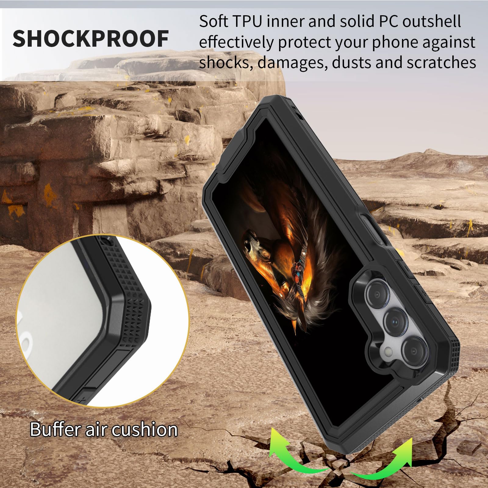 Qindaiwen For Samsung Galaxy A15 5G Case With 1 Pack Screen Protectors, Dual Layer Protective Hard Pc Back & Soft Bumper Resilie