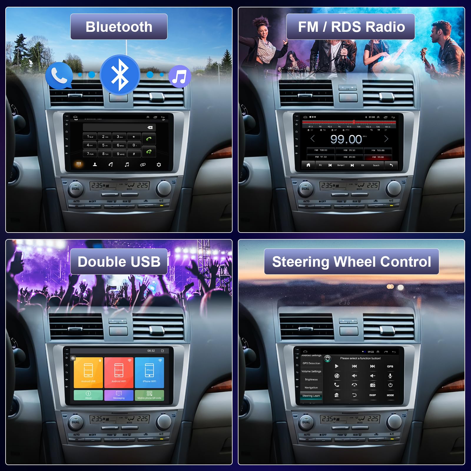 For Toyota Camry 2006 2007 2008 2009 2010 2011, Rimoody Android 13 Car Radio Stereo 9 Inch Touch Screen With Gps Navigation Blue