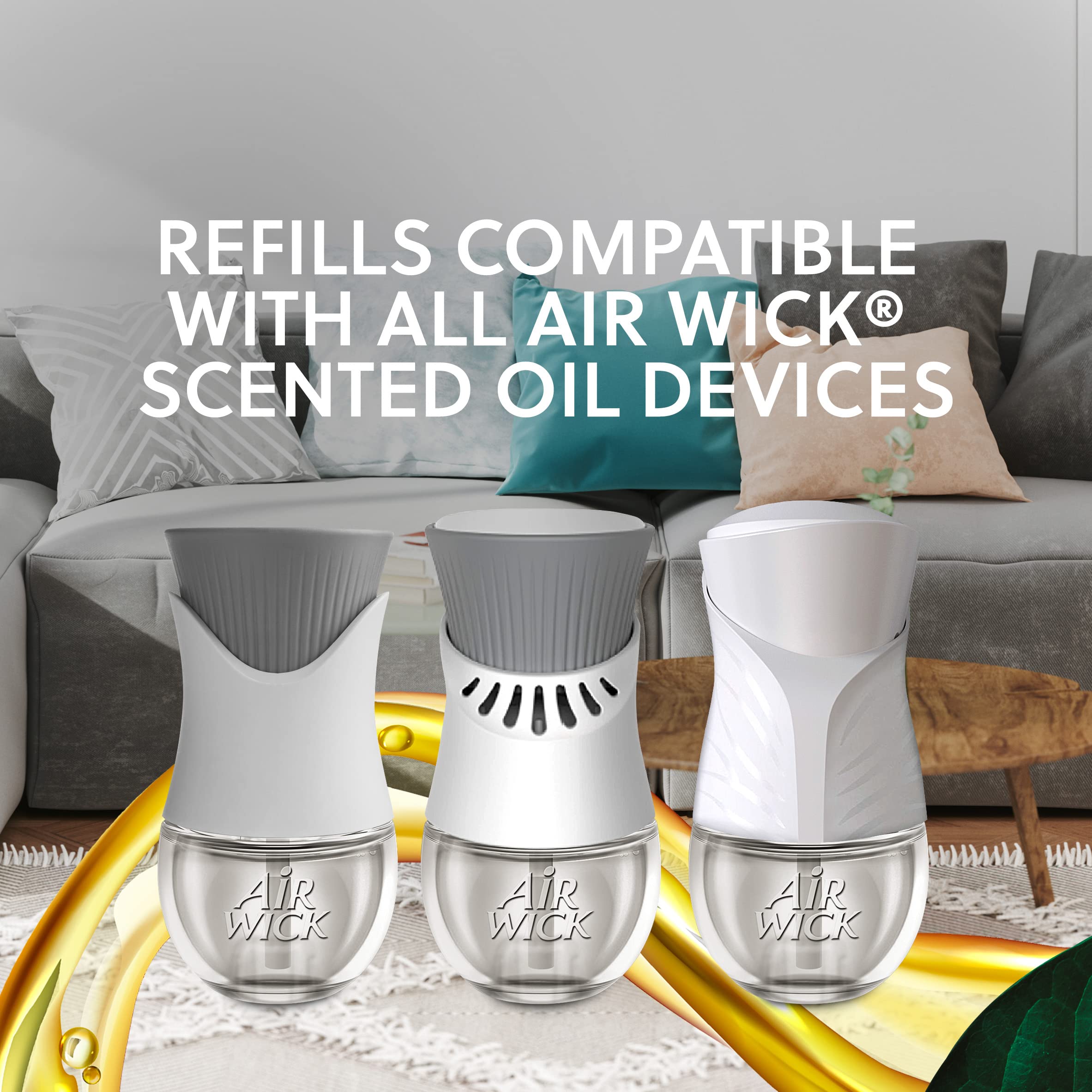 Air Wick Plug In Scented Oil Starter Kit (Gadget + 2 Refills), White Sage & Mahogany, Air Freshener, Essential Oils