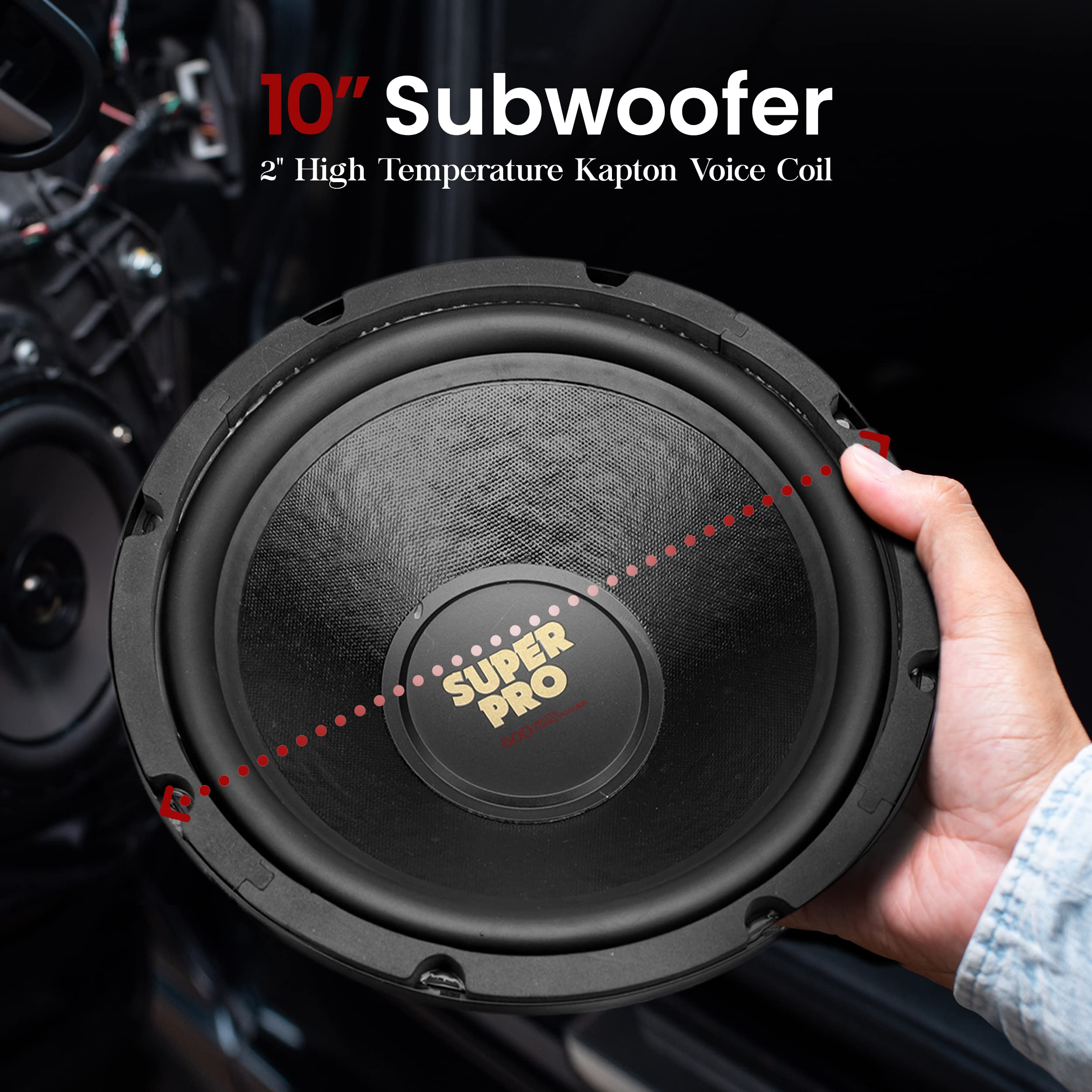 Pyramid 10 Inch Car Subwoofer Speaker   500 Watt High Powered Car Audio Sound Component Speaker System W/ 2 Inch High Temperatur